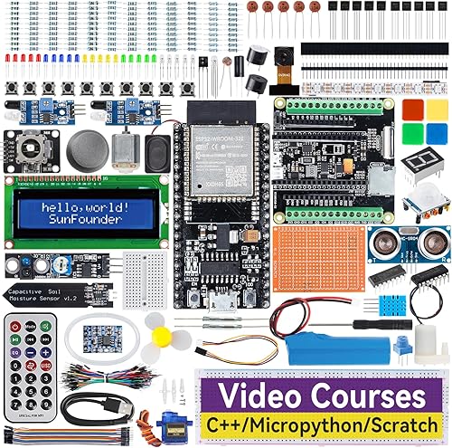 SunFounder ESP32 Ultimate Starter Kit (compatible con Arduino) ESP32CAM, compatible con RoHS, Python C Scratch, cursos de video, IoT para ingenieros