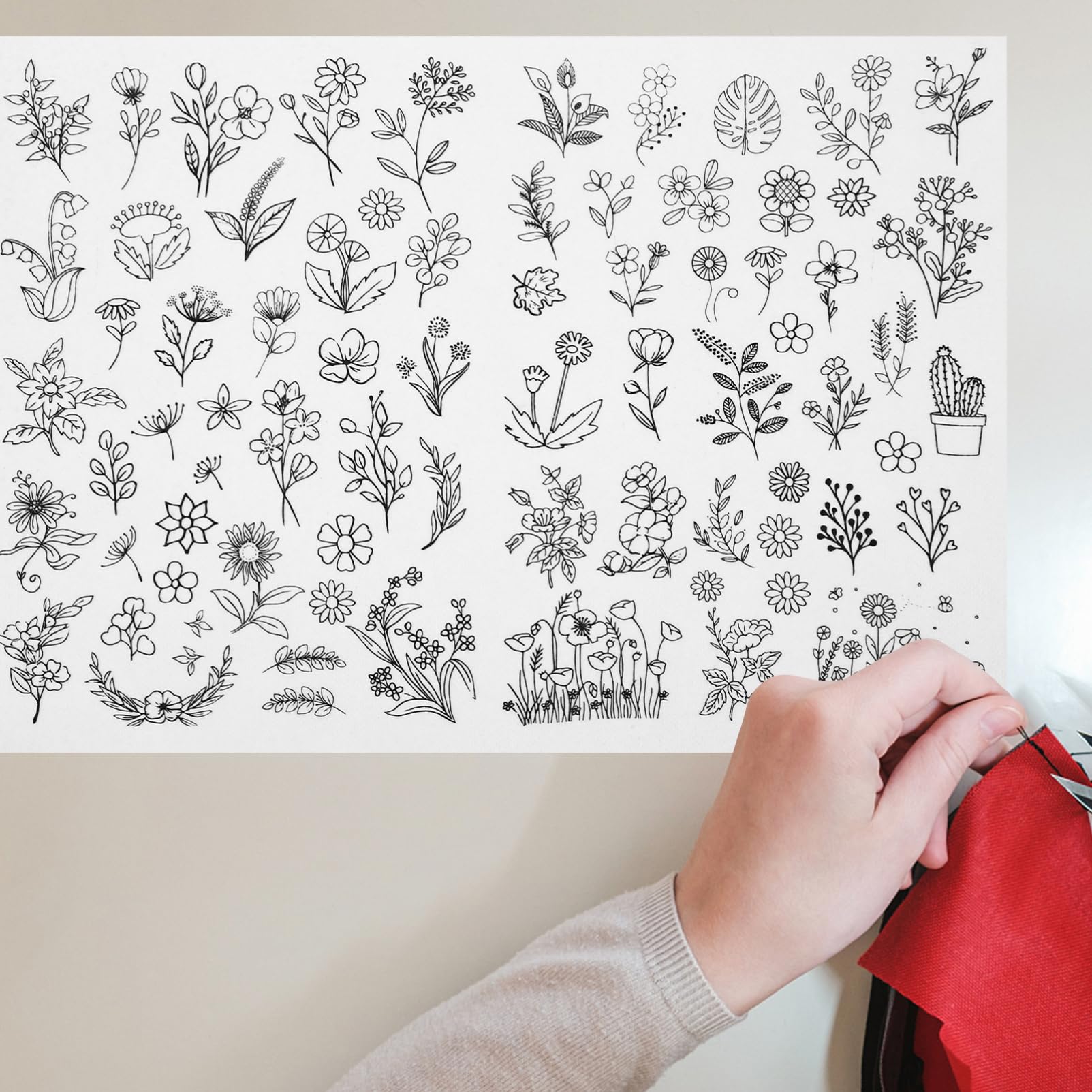 NUOBESTY 5 Blätter wasserlösliche Stickerei Stickmuster stickmotive stickset stickzubehör stickpapier Patch Heimwerken bettwäsche lösliches Stickvlies Nähwerkzeuge Wasserlösliches Papier
