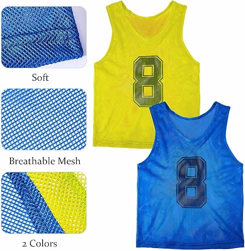 Miniatura 4 de 24 piezas de camisetas de entrenamiento para jóvenes, adolescentes y adultos, con malla reversible