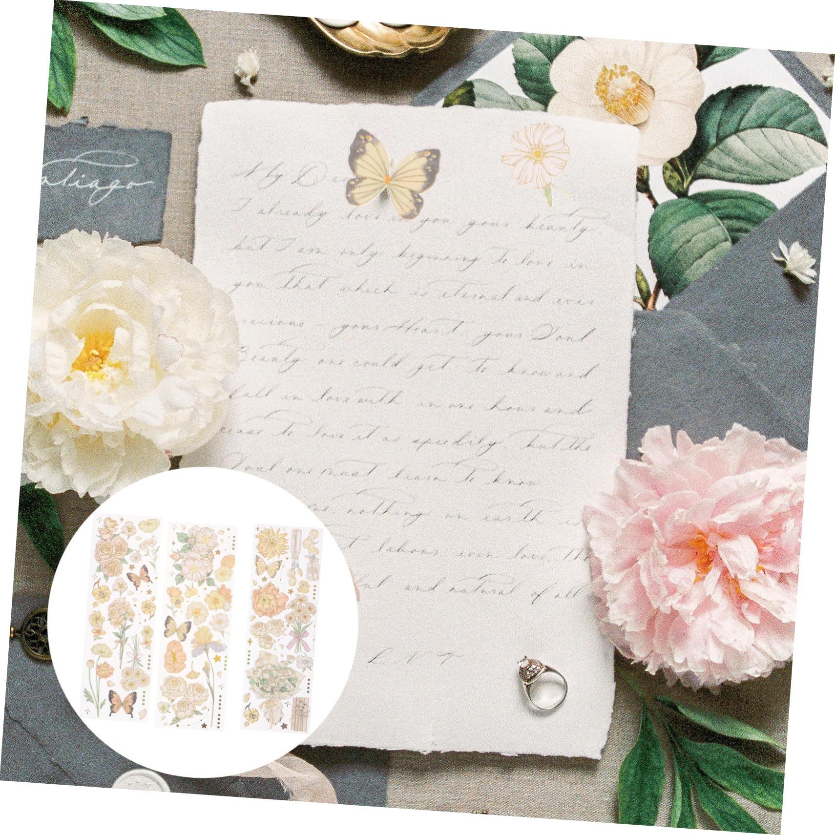 SEWACC 3piezas Pegatinas De Flores Retro De Adhesivos Para Álbumes y Handbooks Material Ecológico Para Manualidades y Decoraciones De Tarjetas