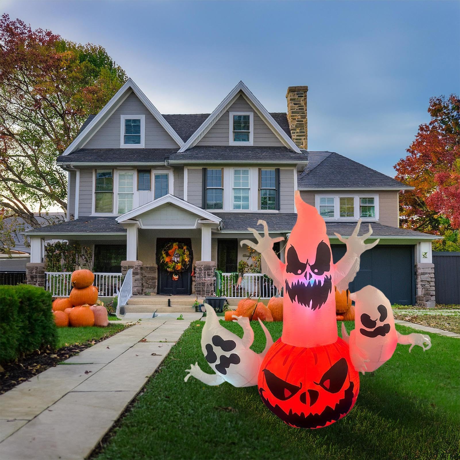 Ogród duch nadmuchiwane dekoracje na Halloween na zewnątrz, światło