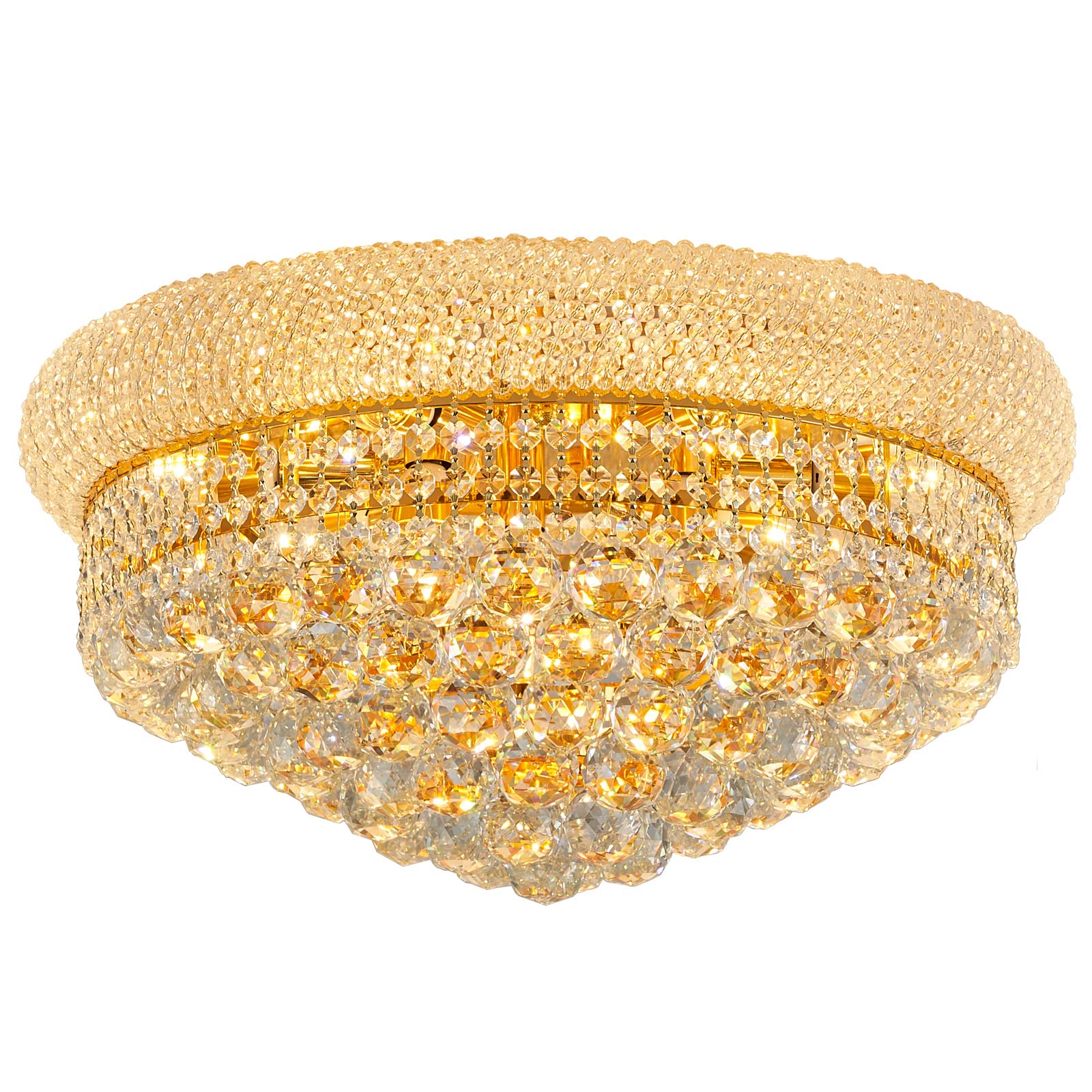 chandiry 9-Light Crystal Flush Mount Chandelier Ceiling Light Fixture for Living Room Dining Room Bedroom Foyer Entryway Hallway Closet Bathroom (Gold