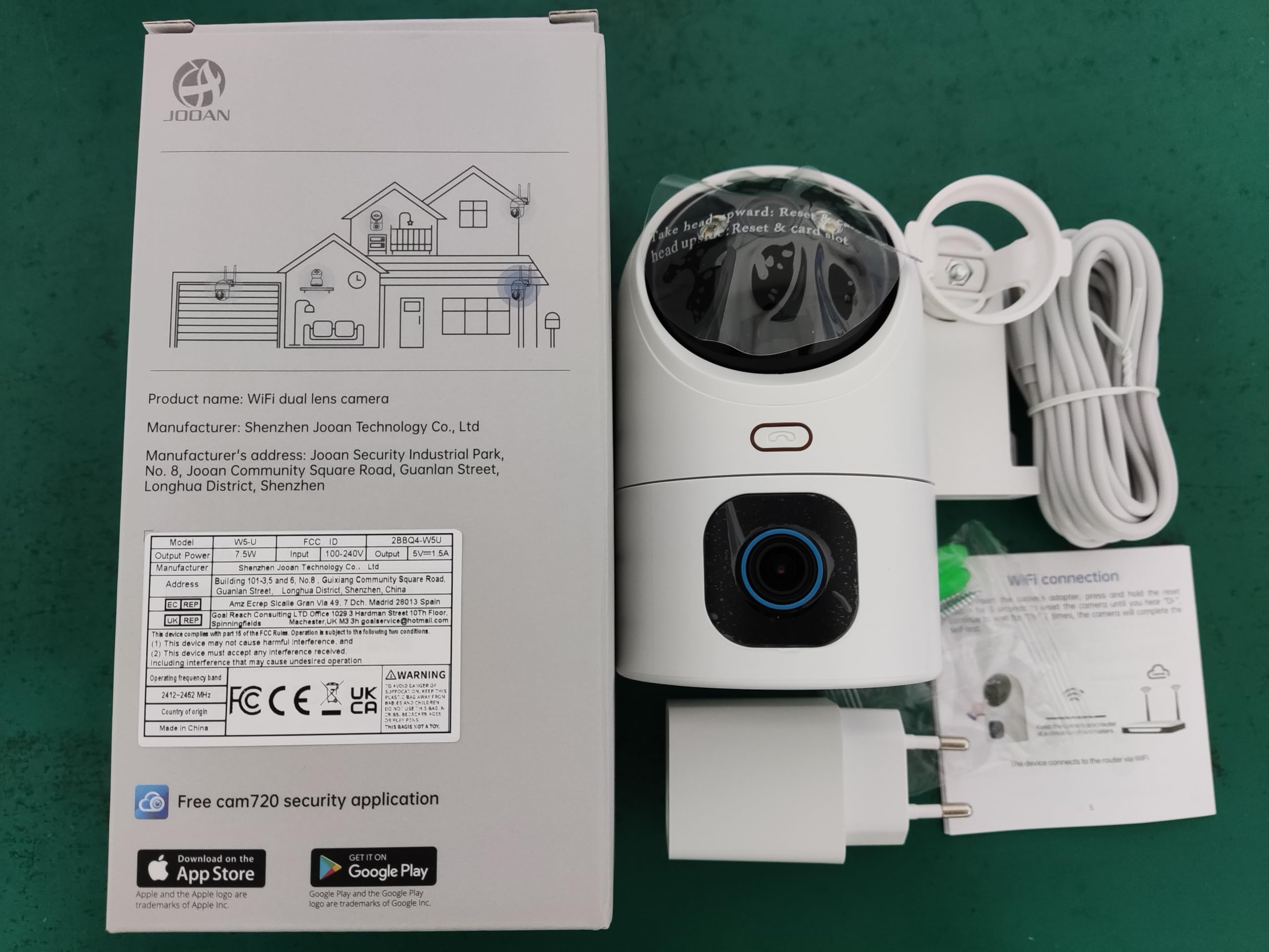 JOOAN 5G Kamera Innen Überwachungskamera hundekamera, Dual-Lens Kamera 360° PTZ Kamera One-Touch-Anrufe,Farbe Nachtsicht,Kompatibel mit Alexa