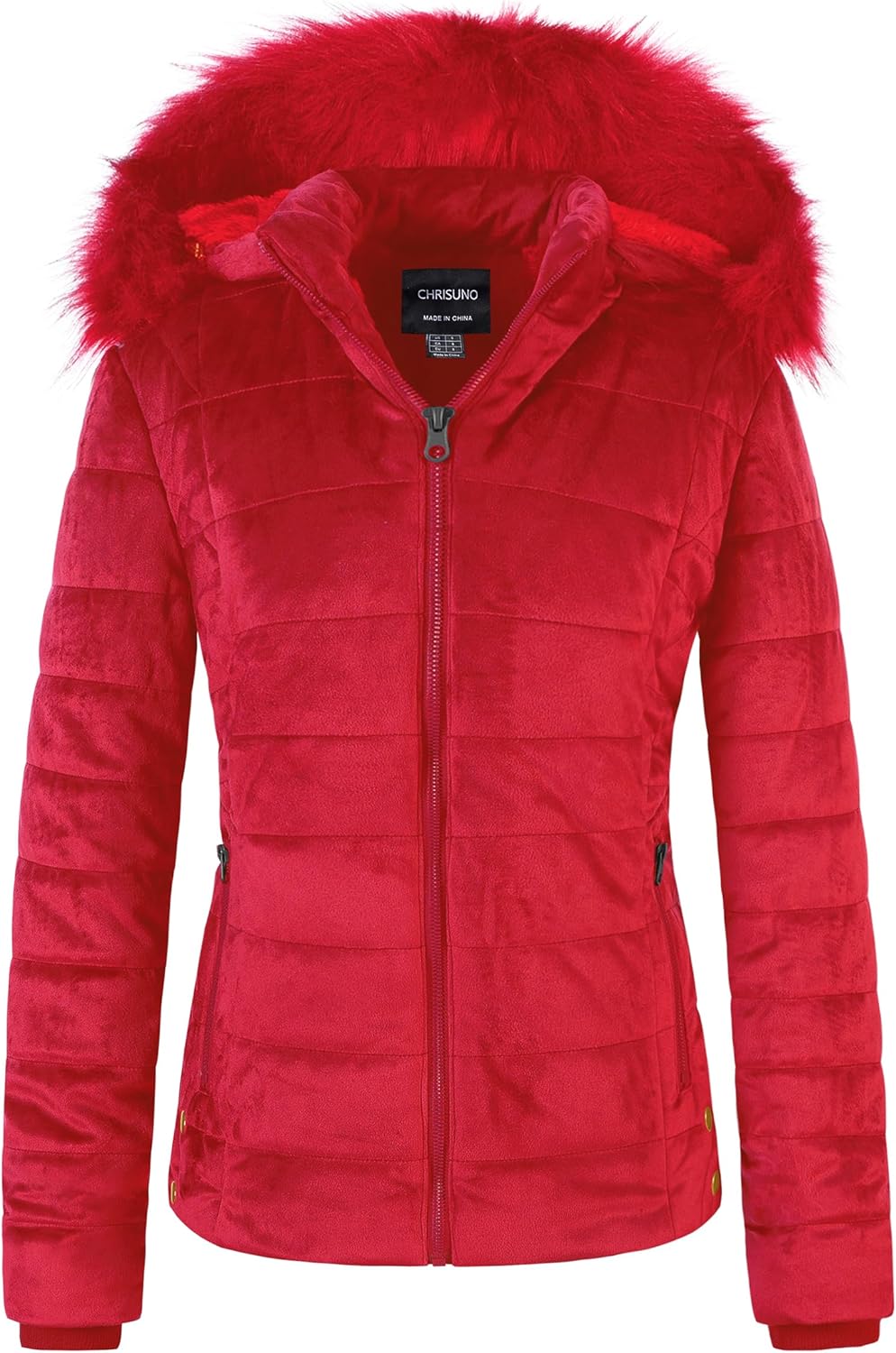 Chrisuno Women’s Casual Short Winter Puffer Coat Soft Faux Fur Lining Lightweight Warm Jackets With Removable Hood