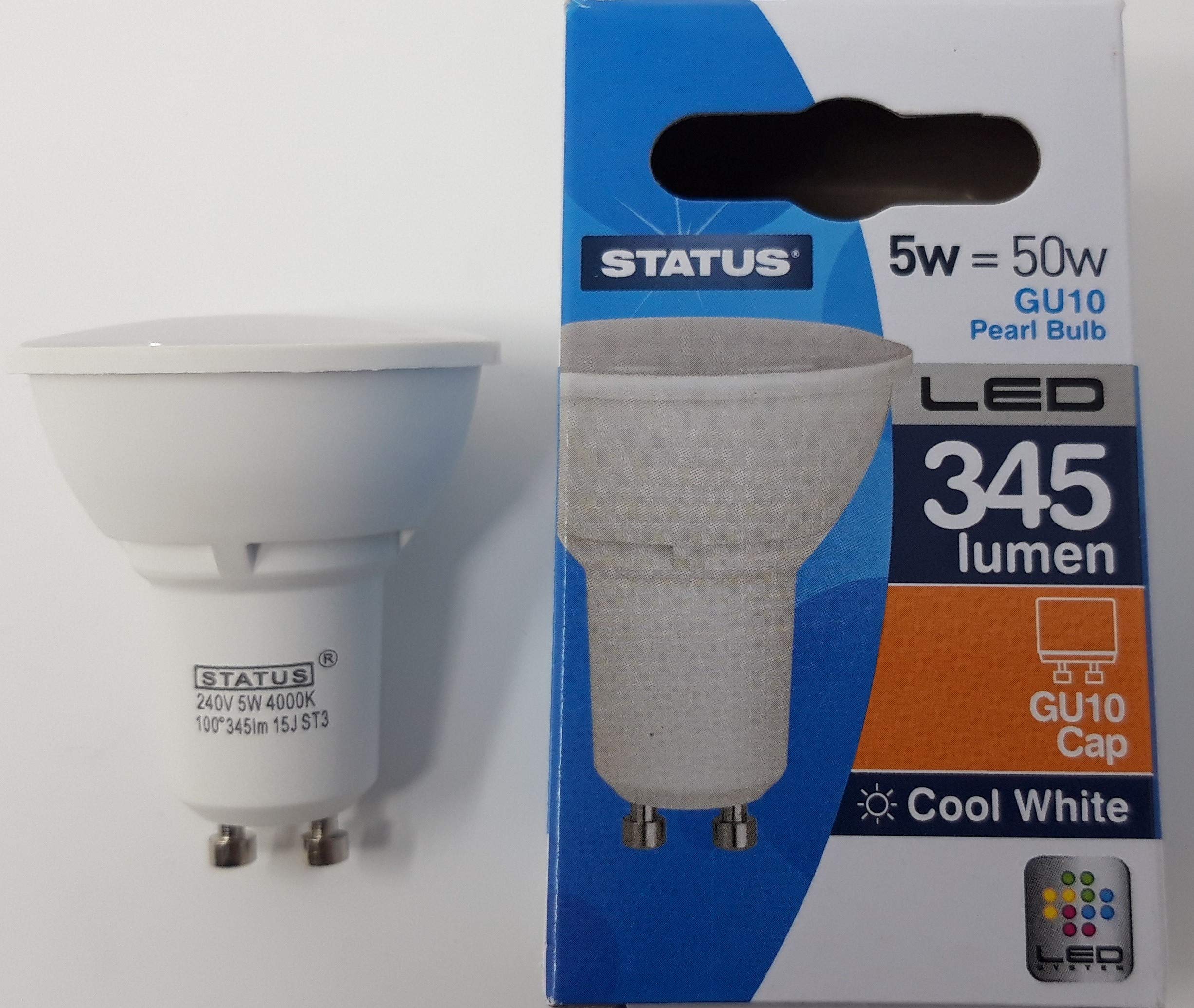 Foglish 5w 50w 345 Lumen LED Light Bulbs GU10 Pearl Cool White Bulb 50w Pack of 4, 56mm x 50mm - Image 3