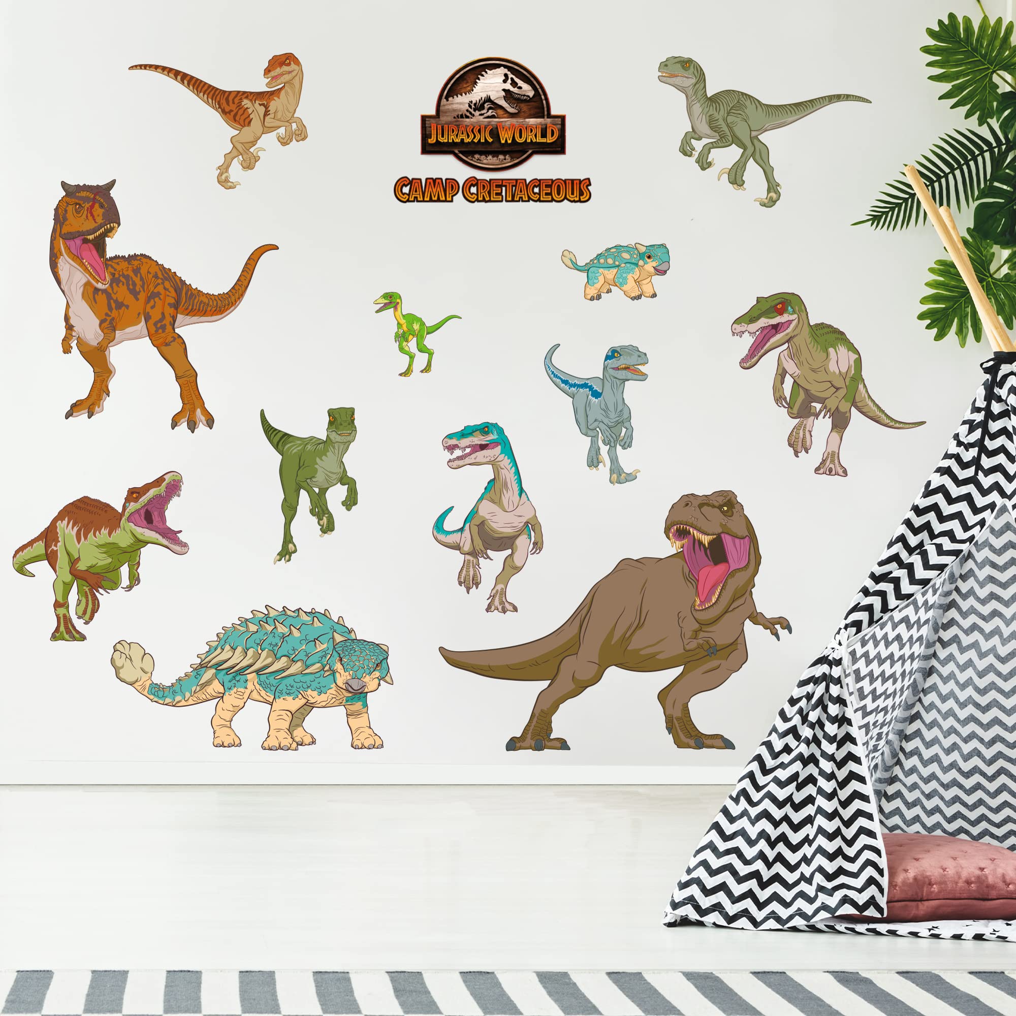 Themed Jurassic World Camp Cretaceous Wall Sticker - Dinosaur Set Wall Decals (120Cm Width X 60Cm Height)