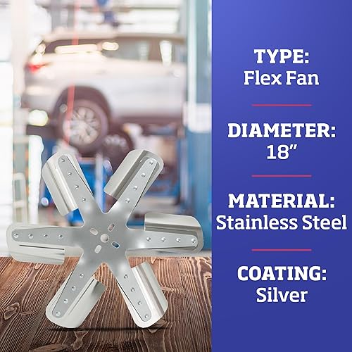 Miniatura 5 de Flex-a-lite (2018) Ventilador flexible accionado por correa de 18 pulgadas, 6 cuchillas, plateado