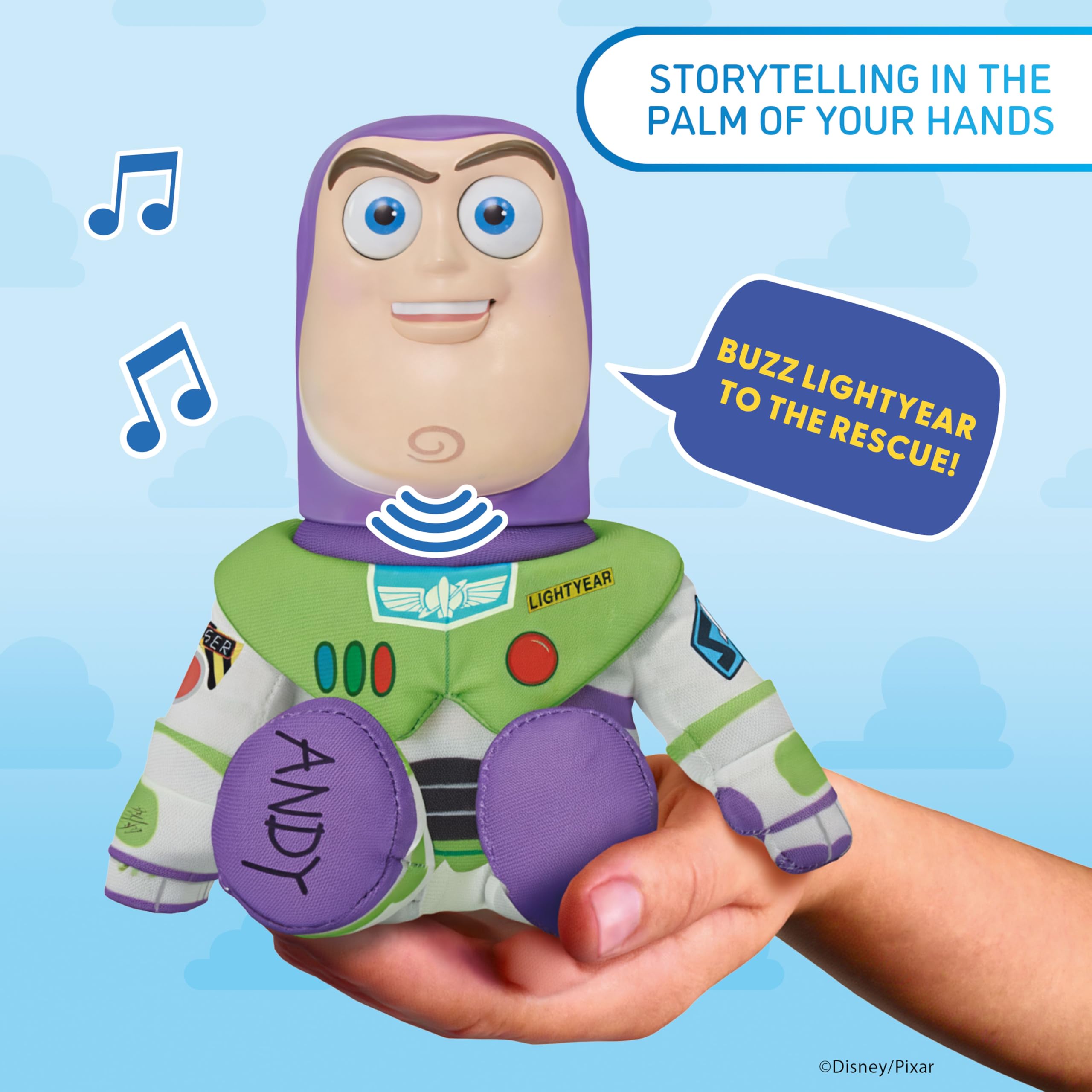 WOW! Stuff Disney Pixar Toy Story Buzz Lightyear Palm Puppetronic | Z ponad 40 dźwiękami i czynnościami | Poruszająca głowa i usta | Rozmowy z Jessie Palm Puppetronic | Dla fanów w wieku 6 lat