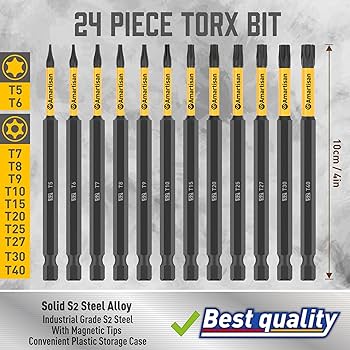 Taruri　0527 TORX T27 Tamper Proof Security Bits - Railer 2 Inch, 1/4