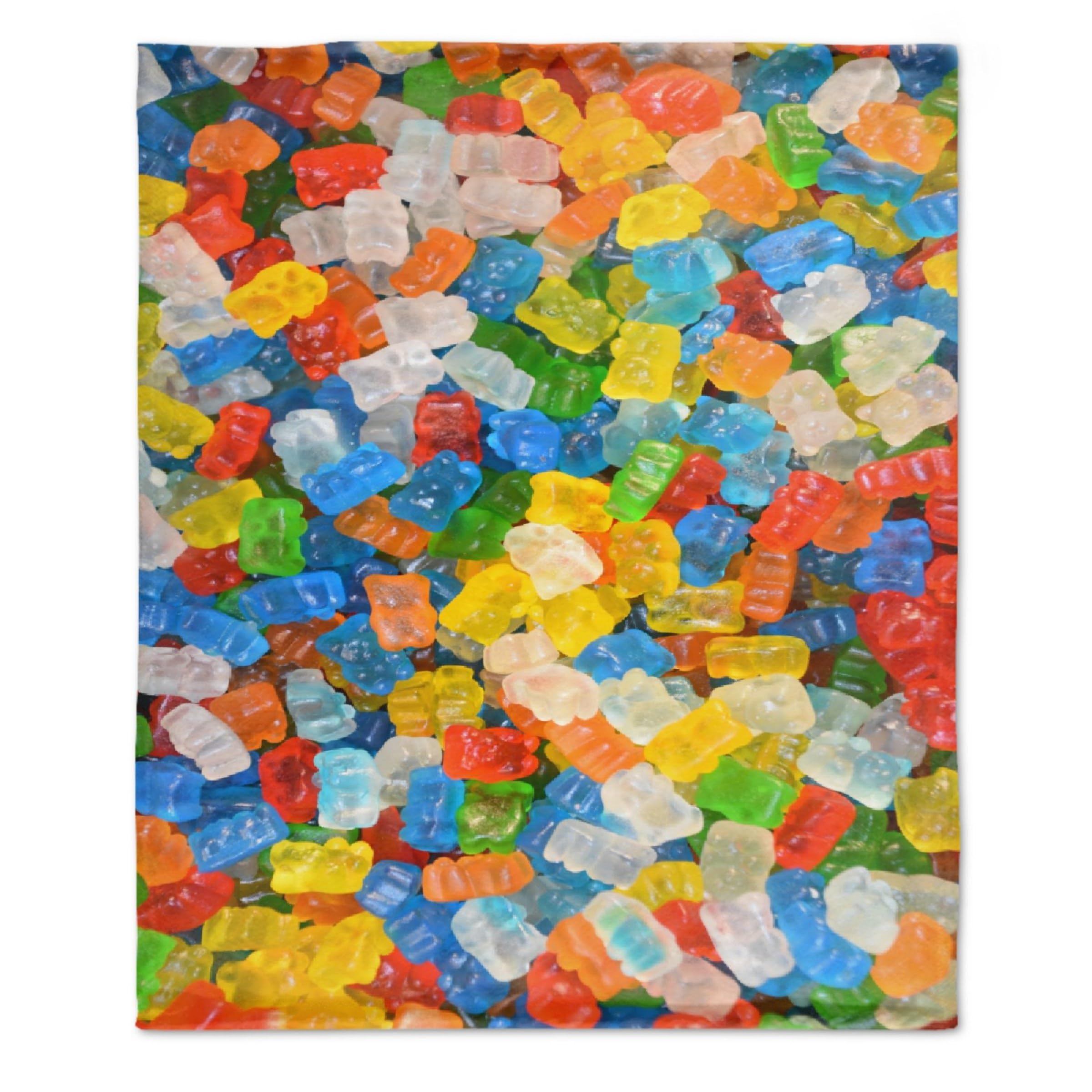 Kevcer Candy Gumdrops Blanket Gifts - ​Super Soft Flannel Fleece Food Blanket, Lightweight Microfiber Cozy Plush Blanket for Couch Sofa S 50x40 in for Kids/Throw