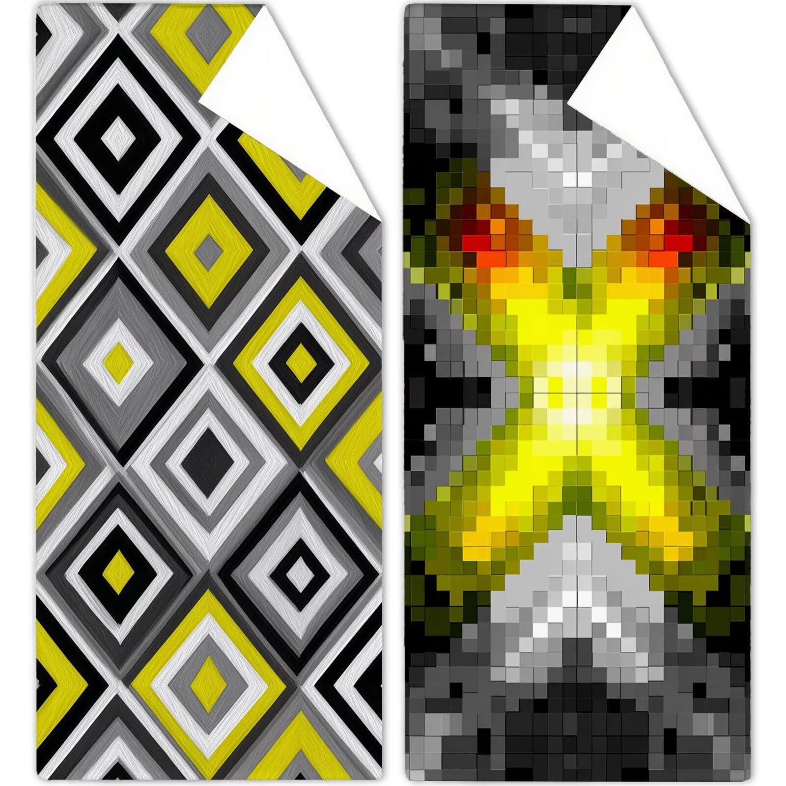 Mikrofaser Strandtuch 100x200cm, Geometrie Strandtuch Grau Saunahandtuc 2 Stück Stranddecke Sandfrei, Schnell Trocknendes, Saugfahiges Strandmatte, Sporthandtuch für Urlaub Schwimmen Camping OC-981
