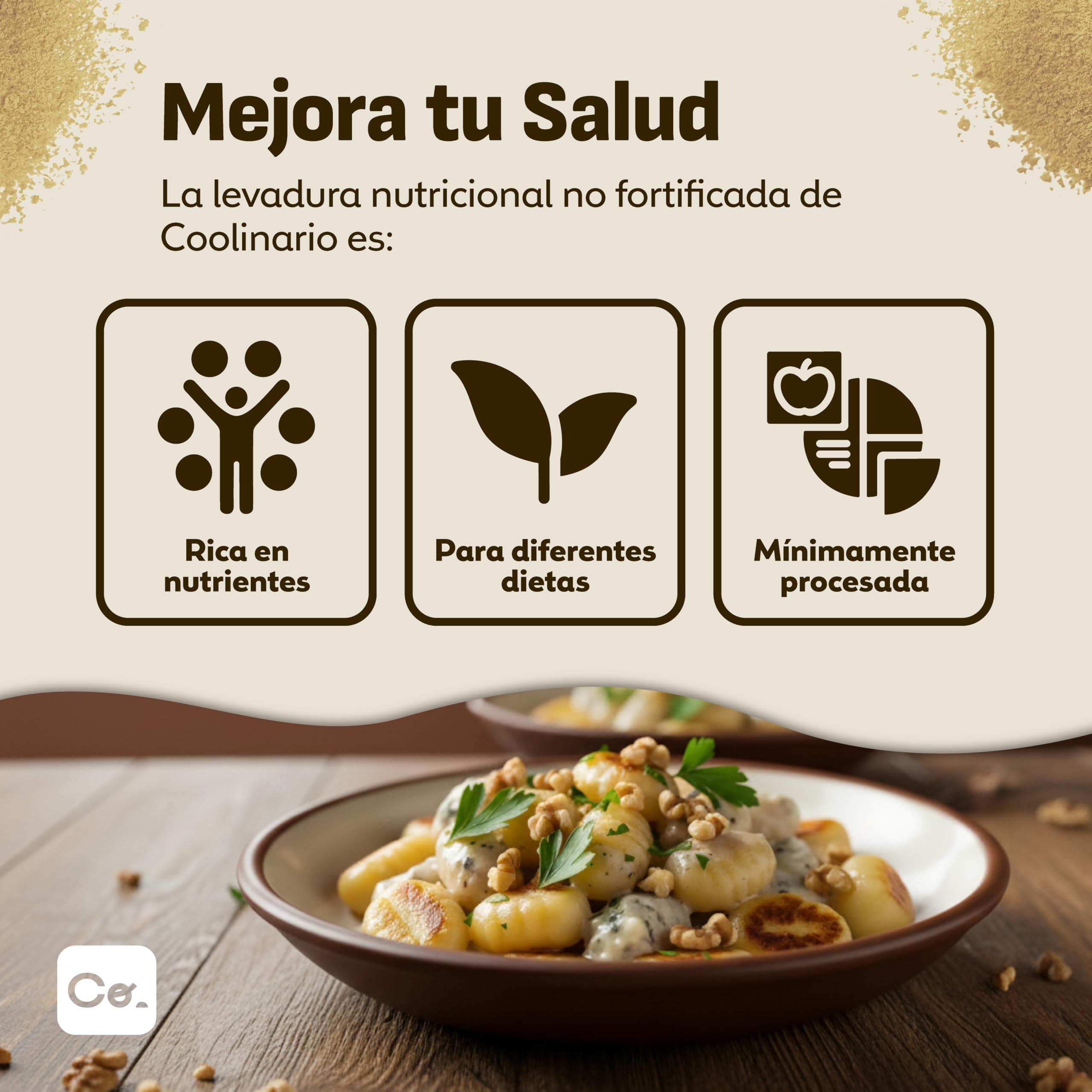 Coolinario Levadura Nutricional No Fortificada 56 g Condimento Vegano Alta Proteína Fibra Minerales