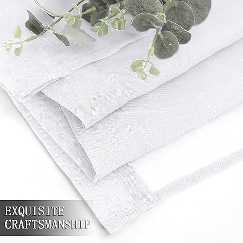 Miniatura 7 de Tollpiz Cortinas cortas transparentes de lino con textura, filtrantes de luz, con bolsillo para barra, para dormitorio, 38 x 54 pulgadas de largo,