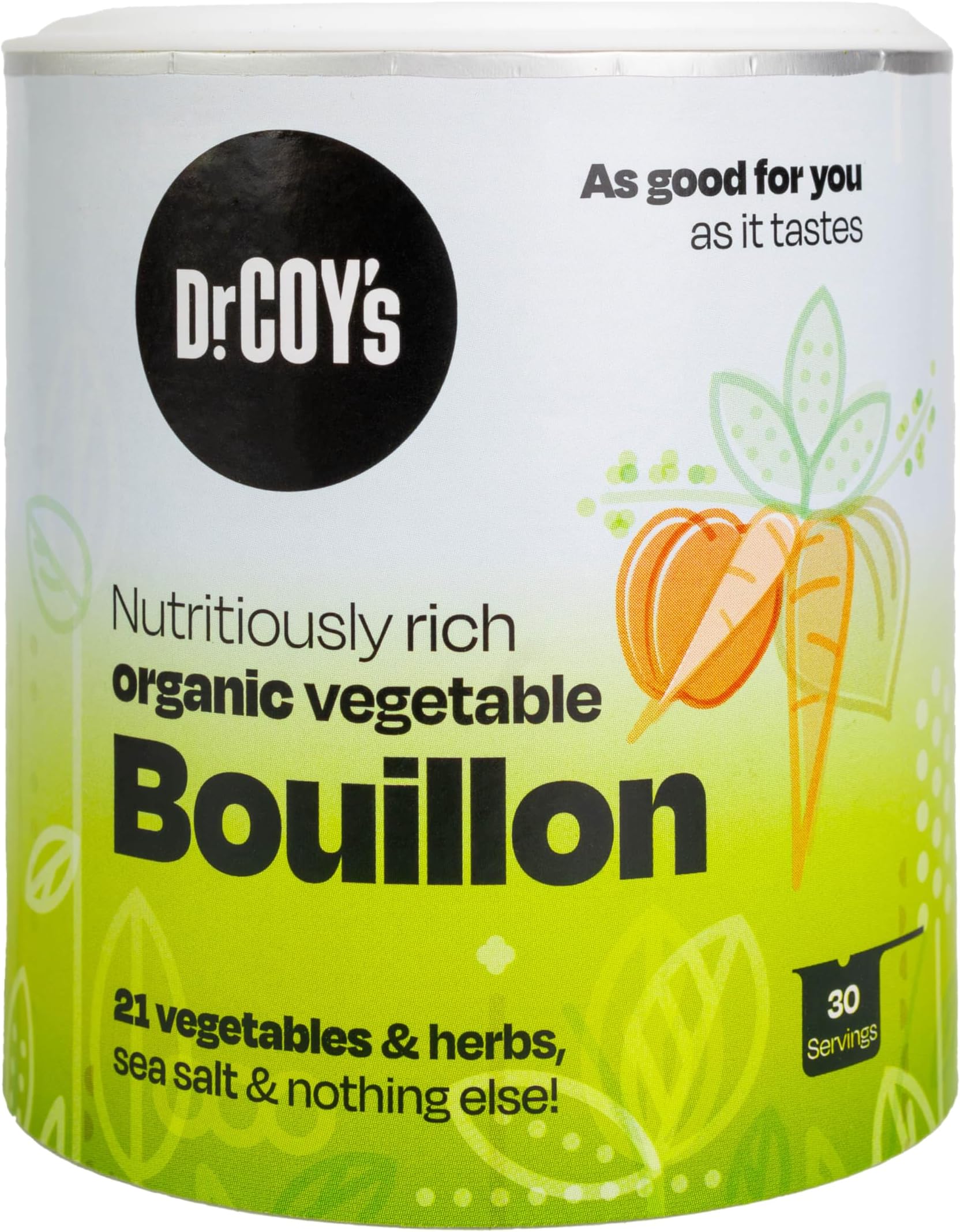 Dr. Coy's Organic Vegetable Bouillon Powder 150g - Gluten Free, Vegan Broth for Vegetable Stock, Soups and Sauces - Rich in Organic Vegetables - Ideal for Cooking & Seasoning