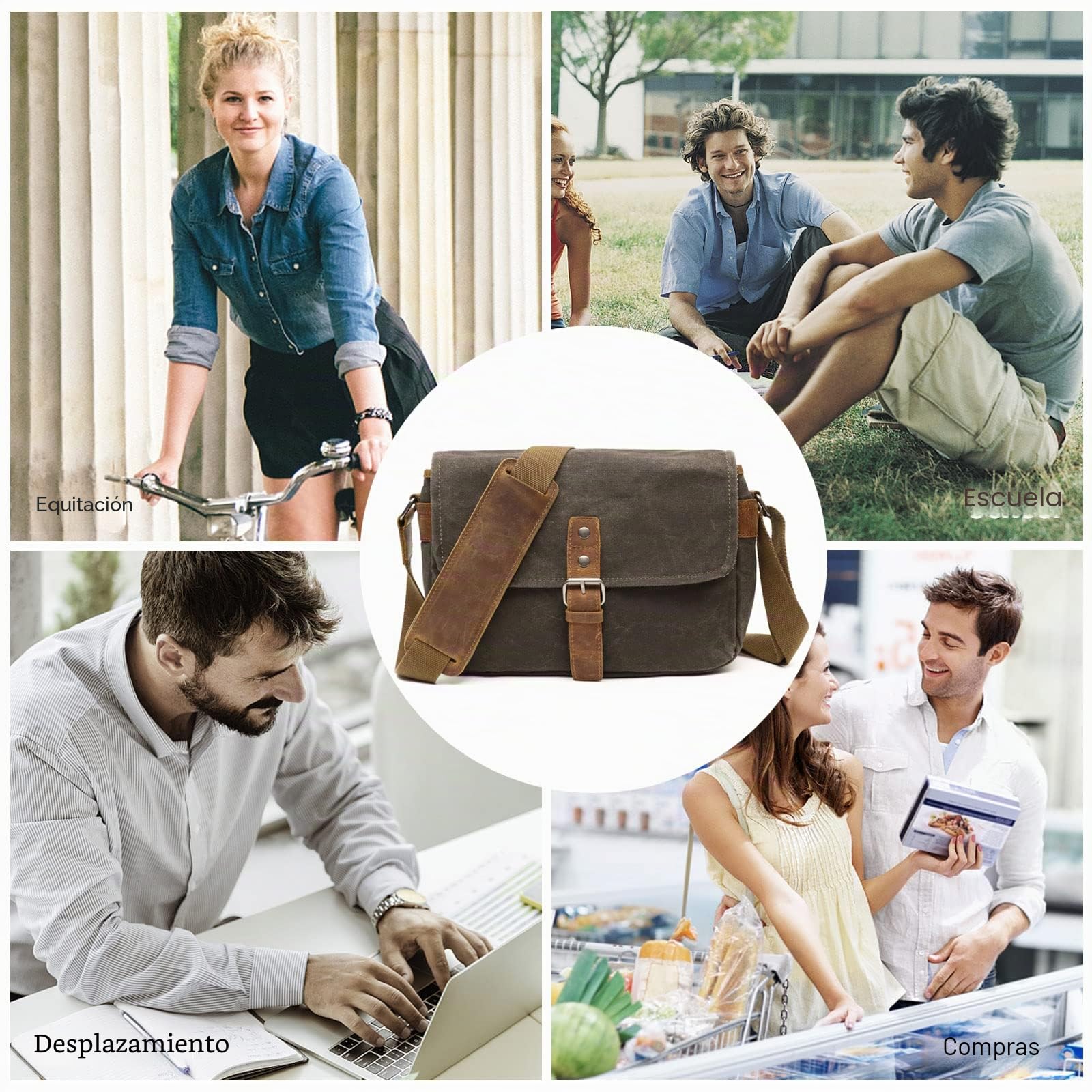 FANDARE Bolso de la Cámara de DSLR Bolso de la Lona Bolsa de Honda Hombre Mujer Bolso Bandolera Bolsa de Mensajero para Estudiante Viaje Trabajo Universidad Business Bolso Ejercito Verde