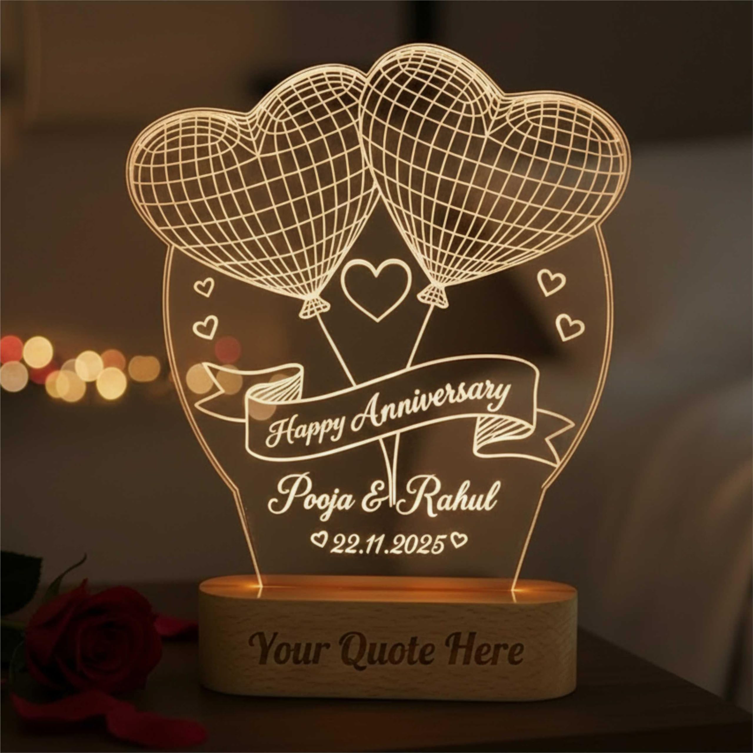 Buy Emotionalgifts | Custom Name 3D Illusion Heart Lamp for