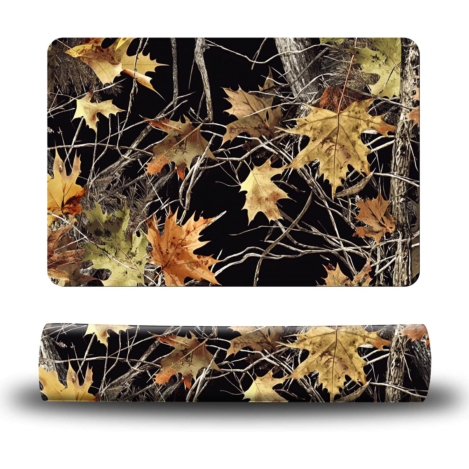 Dikoer Dog Food Mat, 15.7" x 23.6" Absorbent Pet Feeding Mat for Food and Water, Waterproof Diatom Mud Pet Placemat with Non-Slip Rubber Backing, Easy Clean Cat Bowl Mat for Floors - Forest Leaves