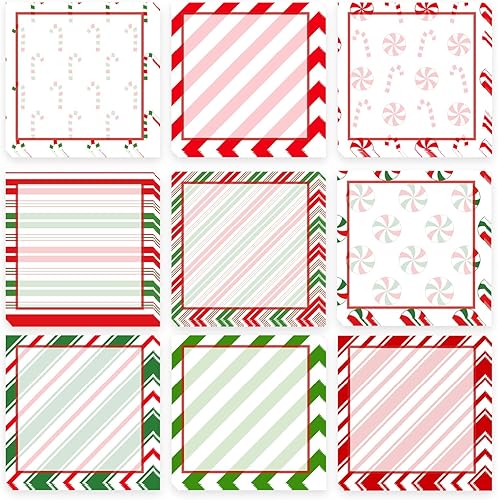 9 notas adhesivas de caramelo de Navidad de 3 x 3 pulgadas, lindos blocs de notas de caramelo de Navidad, notas de notas de caramelo de invierno