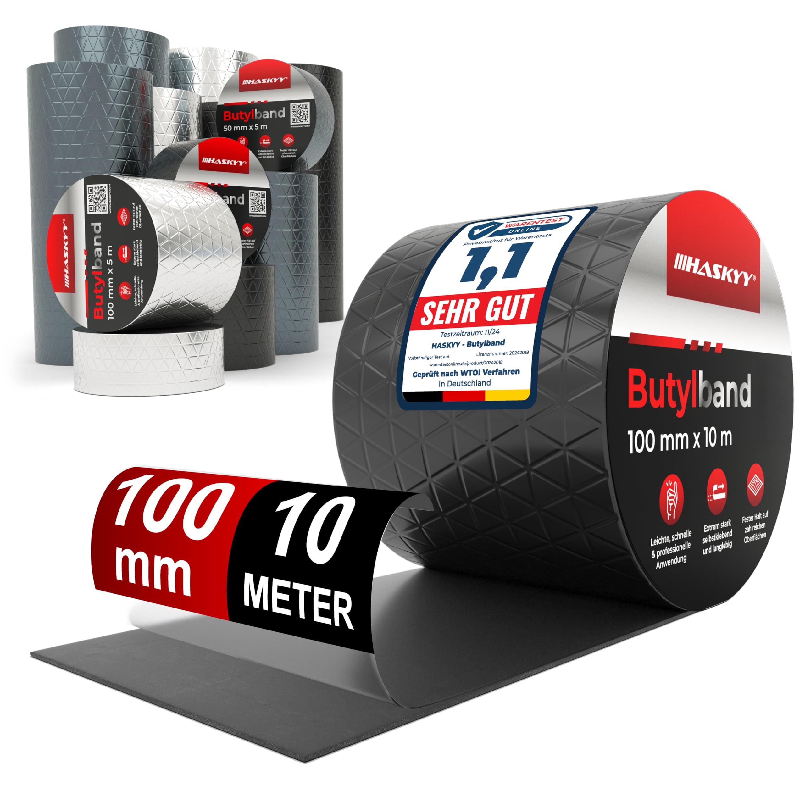HASKYY Butyl-Tape SCHWARZ in diversen Längen und Breiten