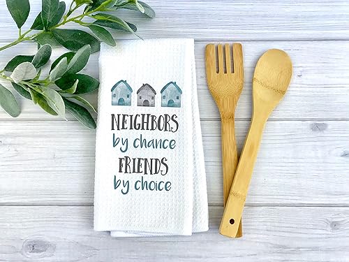 Miniatura 1 de CANARY ROAD Neighbors By Chance Friends By Choice Kitchen Towel  Waffle Weave Dish Towel  Neighbor Moving Away Gift
