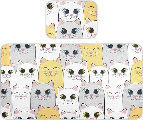 Cats Crib Mattress Protector Cooling Mattress Topper Mini Crib Mattres Pad Cover Play Mat Ice Silk Cooling Pad & Pillow Washable & Breathable for