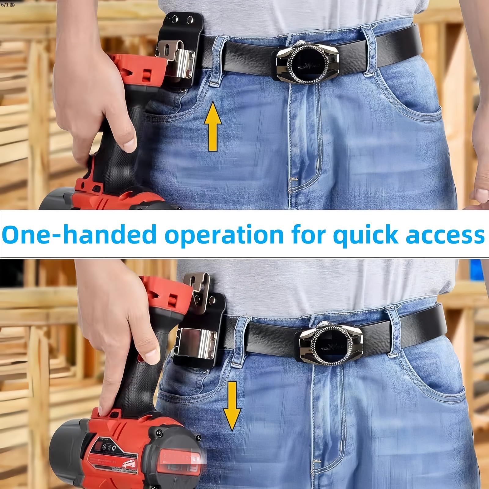 Support de perceuse pour ceinture à outils, clip de ceinture pour perceuse sans fil, visseuse à percussion, ceinture jusqu'à 5,1 cm, compatible avec les perceuses sans fil Dewalt, Milwaukee, Ryobi