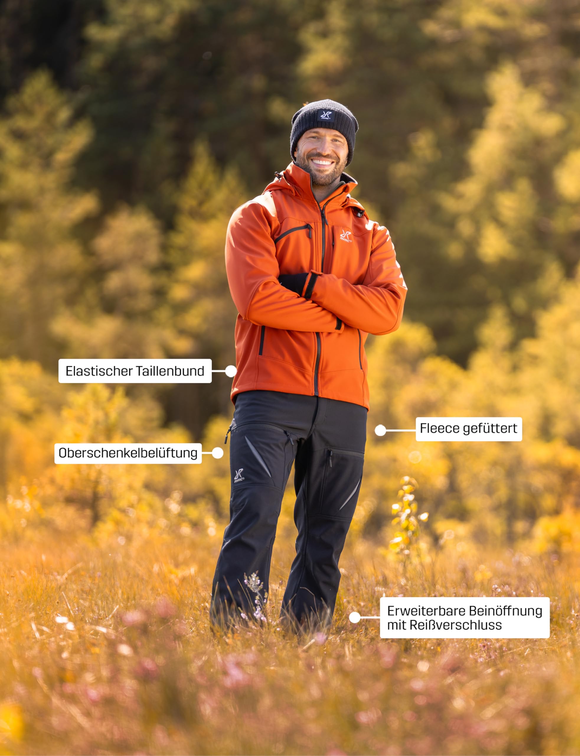 RevolutionRace Hiball Softshell Pants für Herren, Outdoor Hosen für Wandern