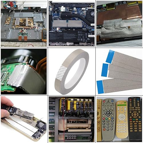 Miniatura 3 de Cinta adhesiva de tela conductora de 0.394 in x 65.6 ft (0.4 pulgadas x 65 pies), cinta Faraday para blindaje EMI, bloqueo de señal de