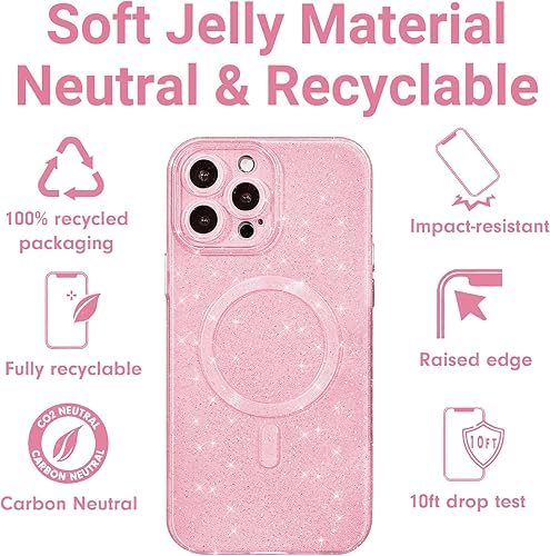 Miniatura 4 de Funda para iPhone 15 Pro con purpurina compatible con Magsafe, bonita funda magnética brillante para teléfono para mujer, deslumbrante brillante y