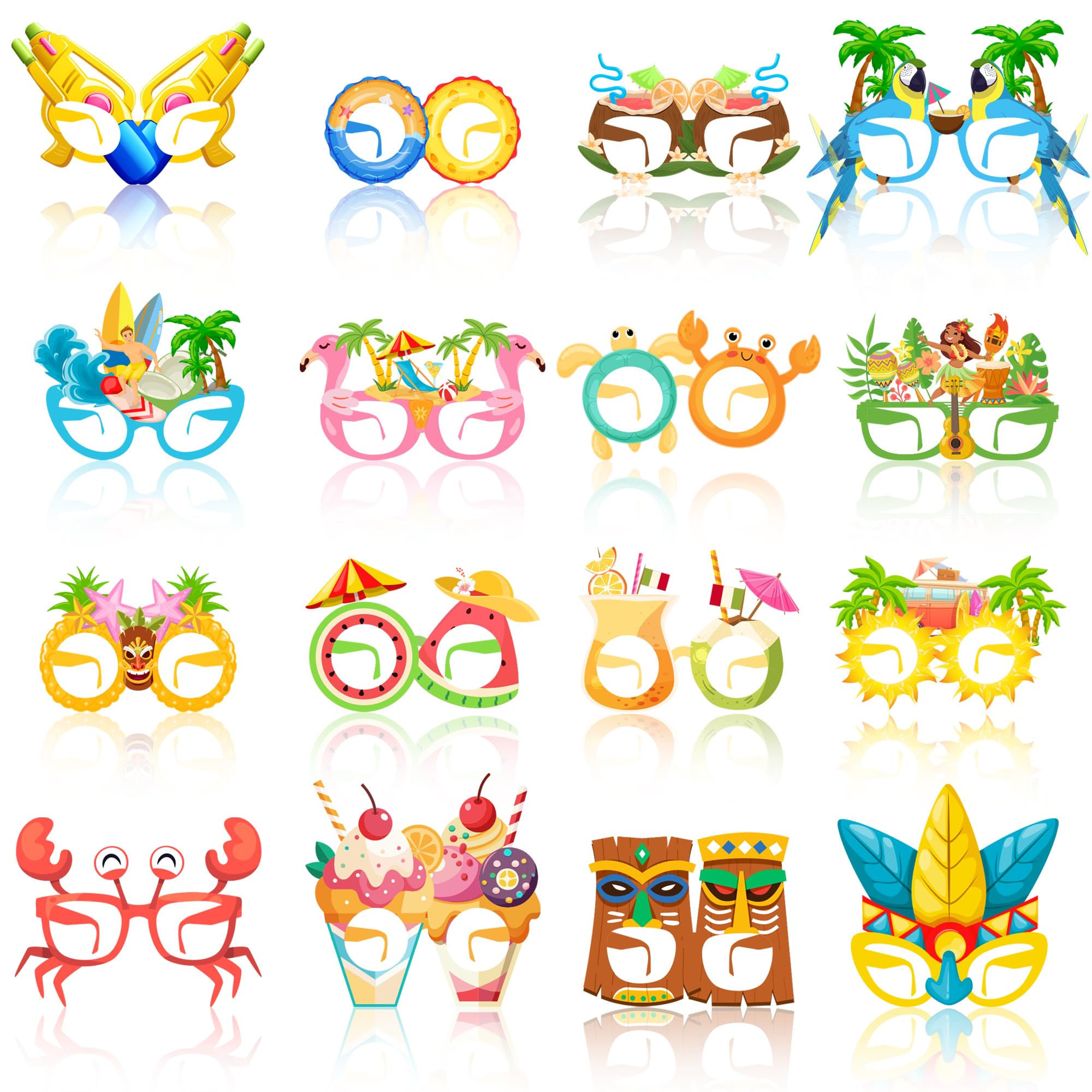 Kaxulvoblig Hawaiian Party Glasses, 32pcs Hawaiian Tropical Party Eyeglasses Ocean Line Luau Party Sunglasses for Summer Pool Party Decorations Aloha Party Decorations