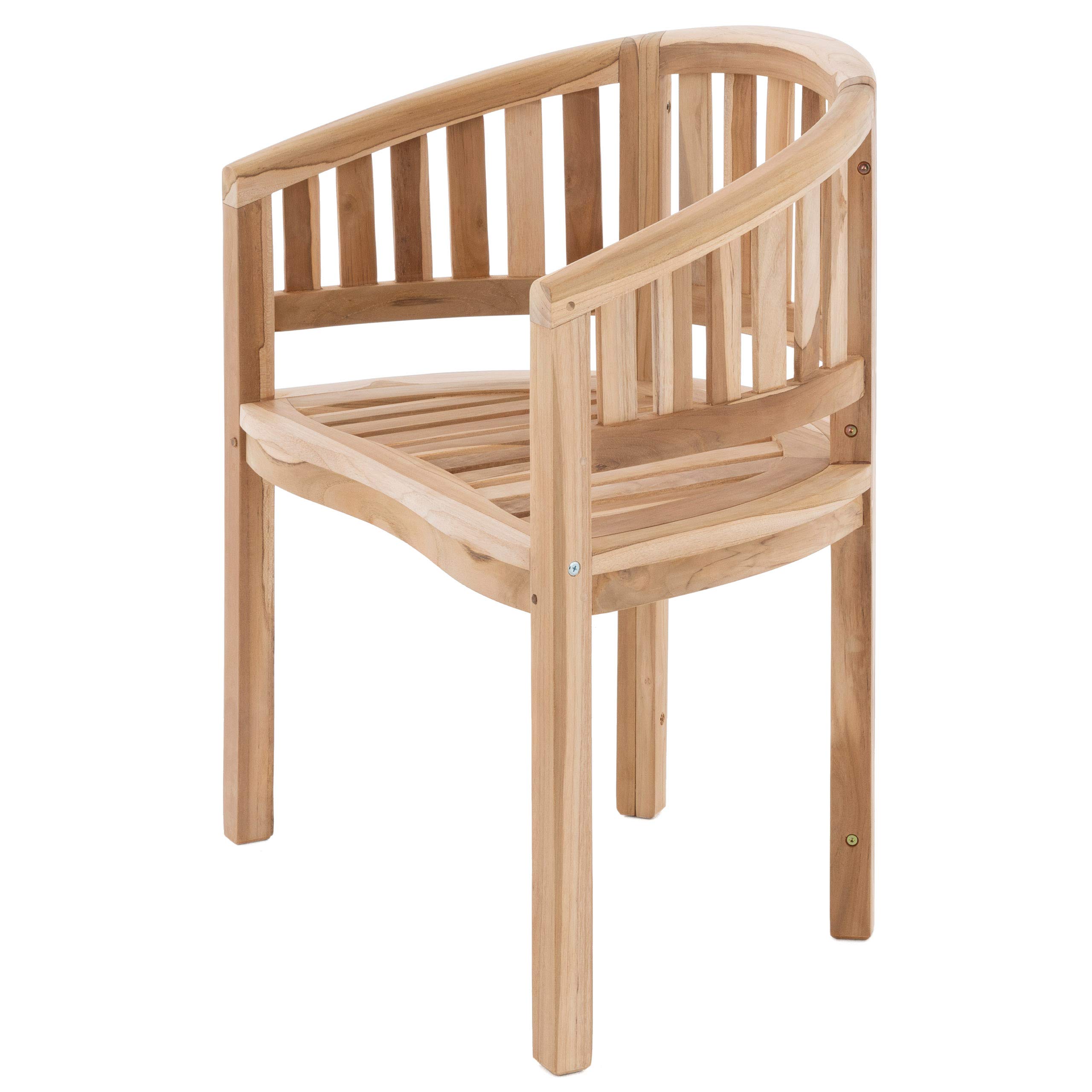 DIVERO Bananenstuhl MIAMI aus Teak Holz, unbehandelt – Natur-Braun