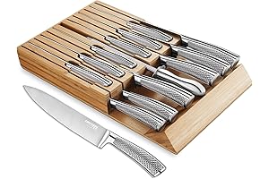 14 PCS Knife Set Drawer - Chef Knife Set with In-Drawer Bamboo...