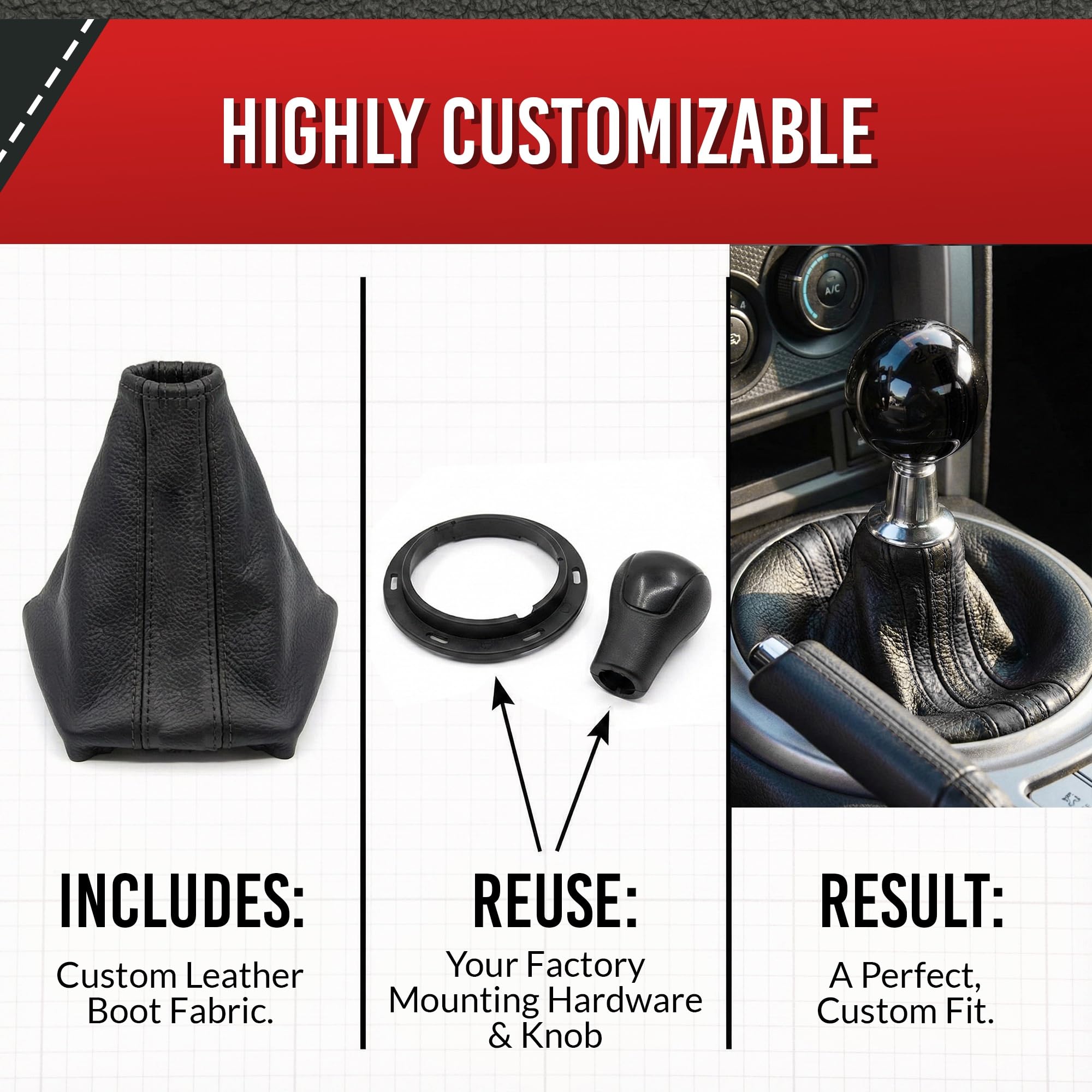 RedlineGoods Shift Boot Compatible with Nissan 350Z 2003-08. Black