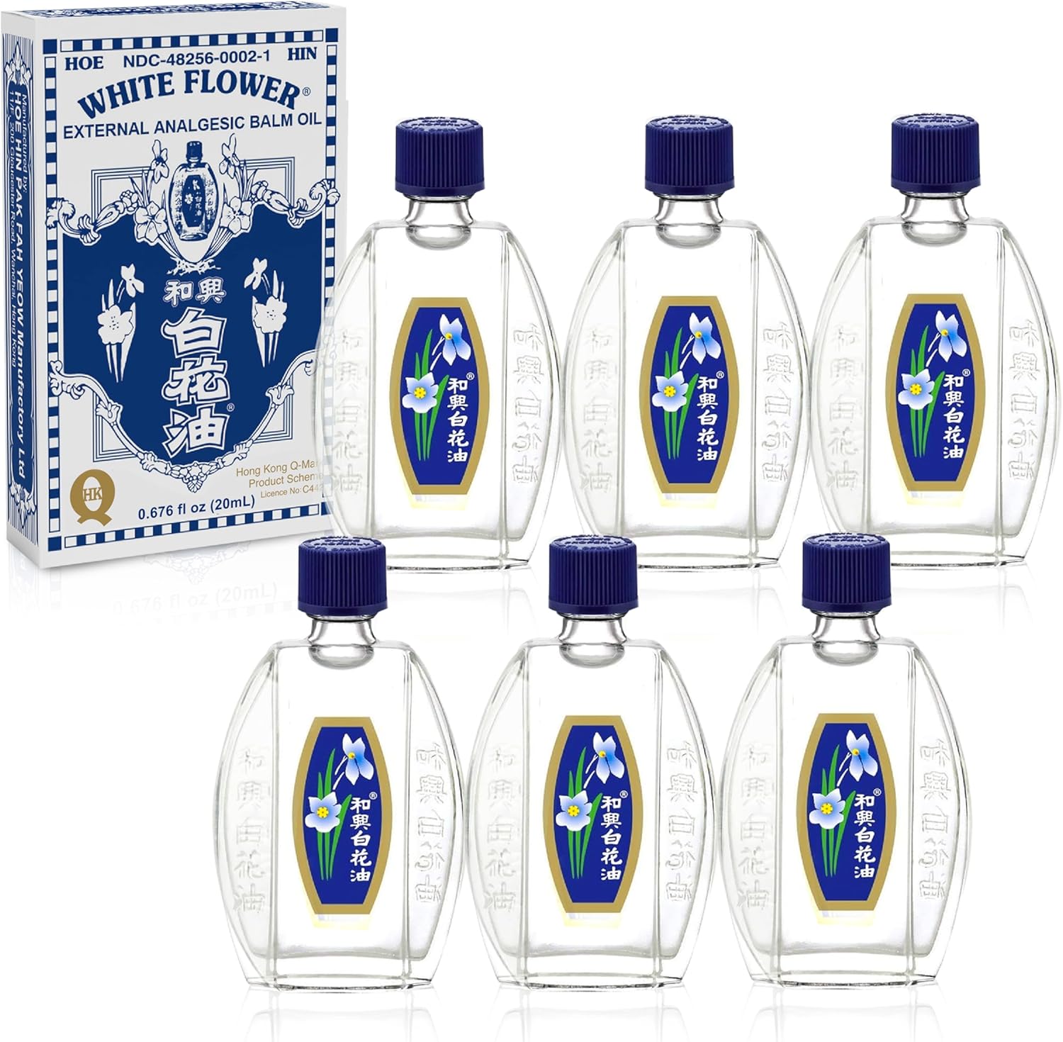 White Flower External Analgesic Balm Oil Pain Relief Oil 20ml/ 0.676fl Oz, Authentic US Import (6 Packs)