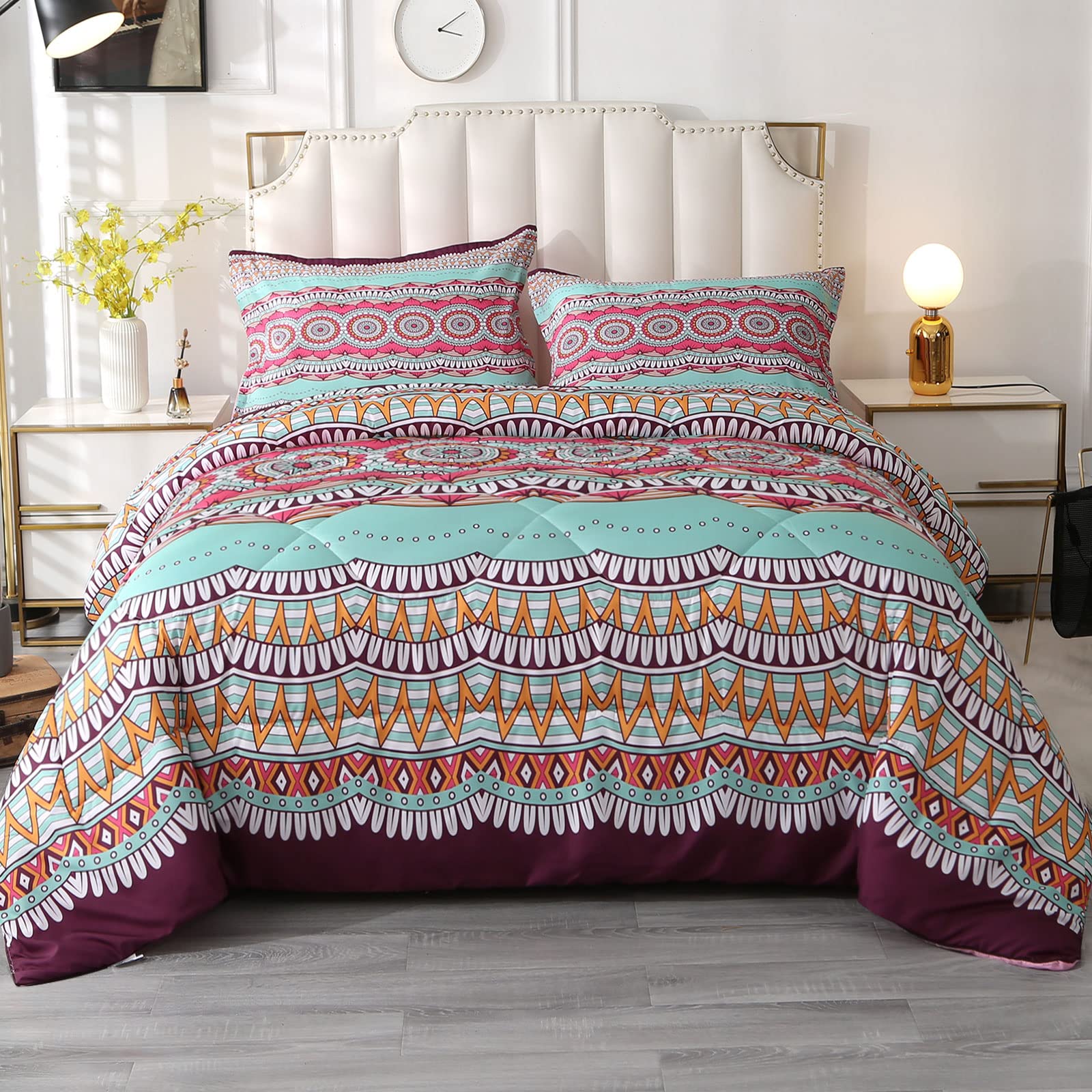Pink Bohemian Comforter Sets 3 Pieces 