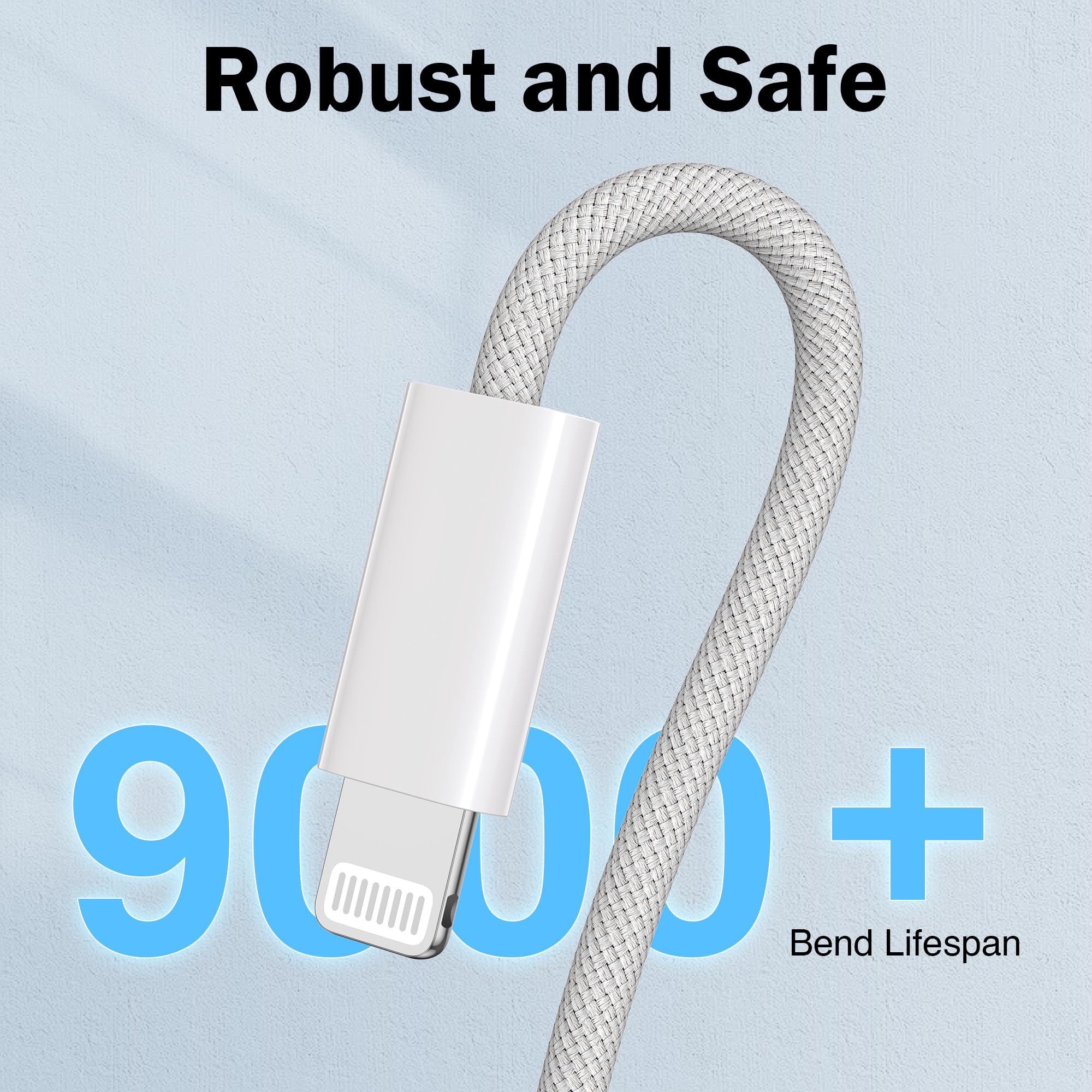 NIBIKIA IPhone Lightning Kabel – 3 Stuks Van 3 Meter – MFi-gecertificeerd – Nylon Gevlochten – Snelladen – Voor IPhone 14 T/m SE