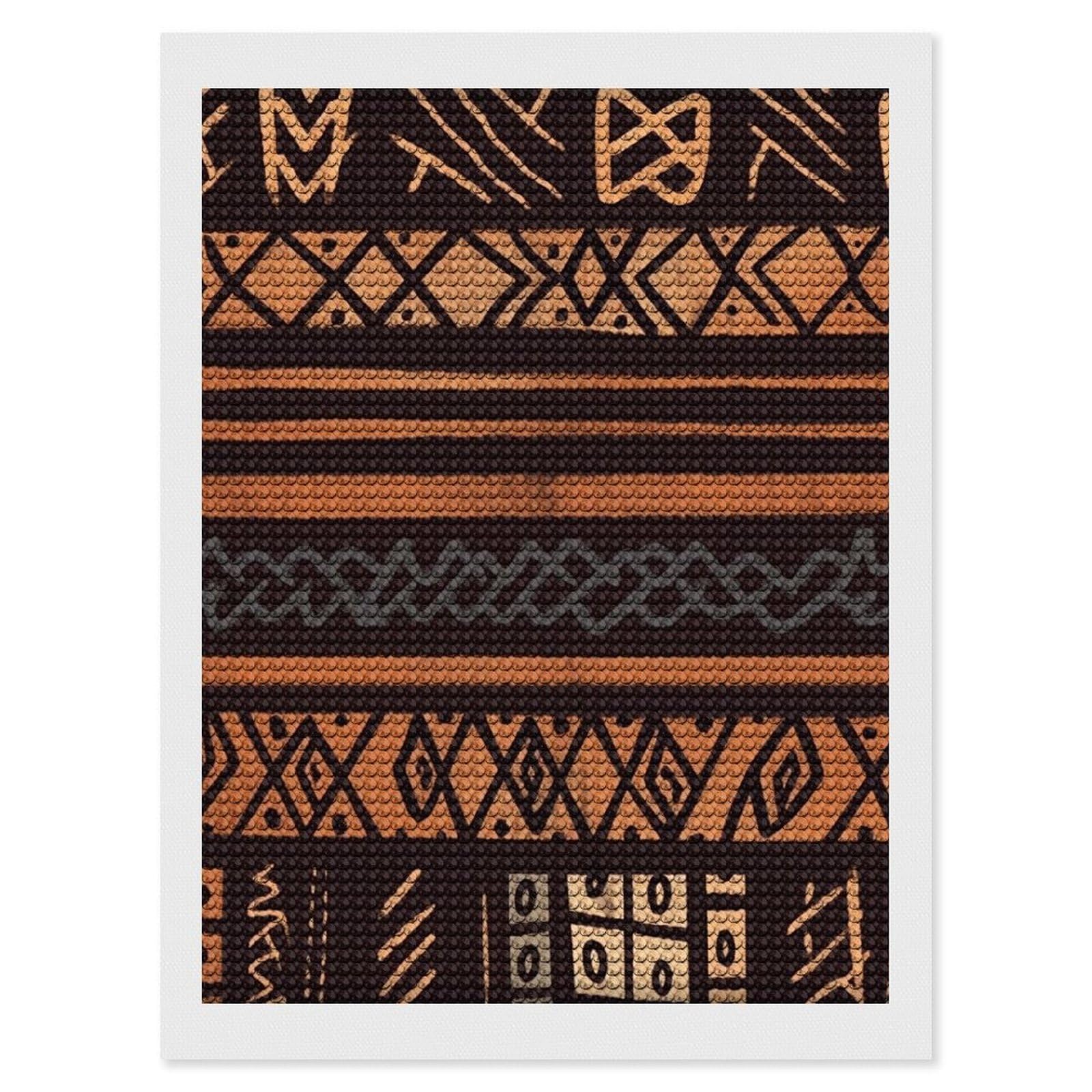 DWVTSLH African Mud Cloth Tribal Diamond Painting Kits for Adults, Personalized Diamond Photo Art Full Drill, DIY 5D Diamond Art Painting Kits for Beginners, Home Wall Decor 12"x16"