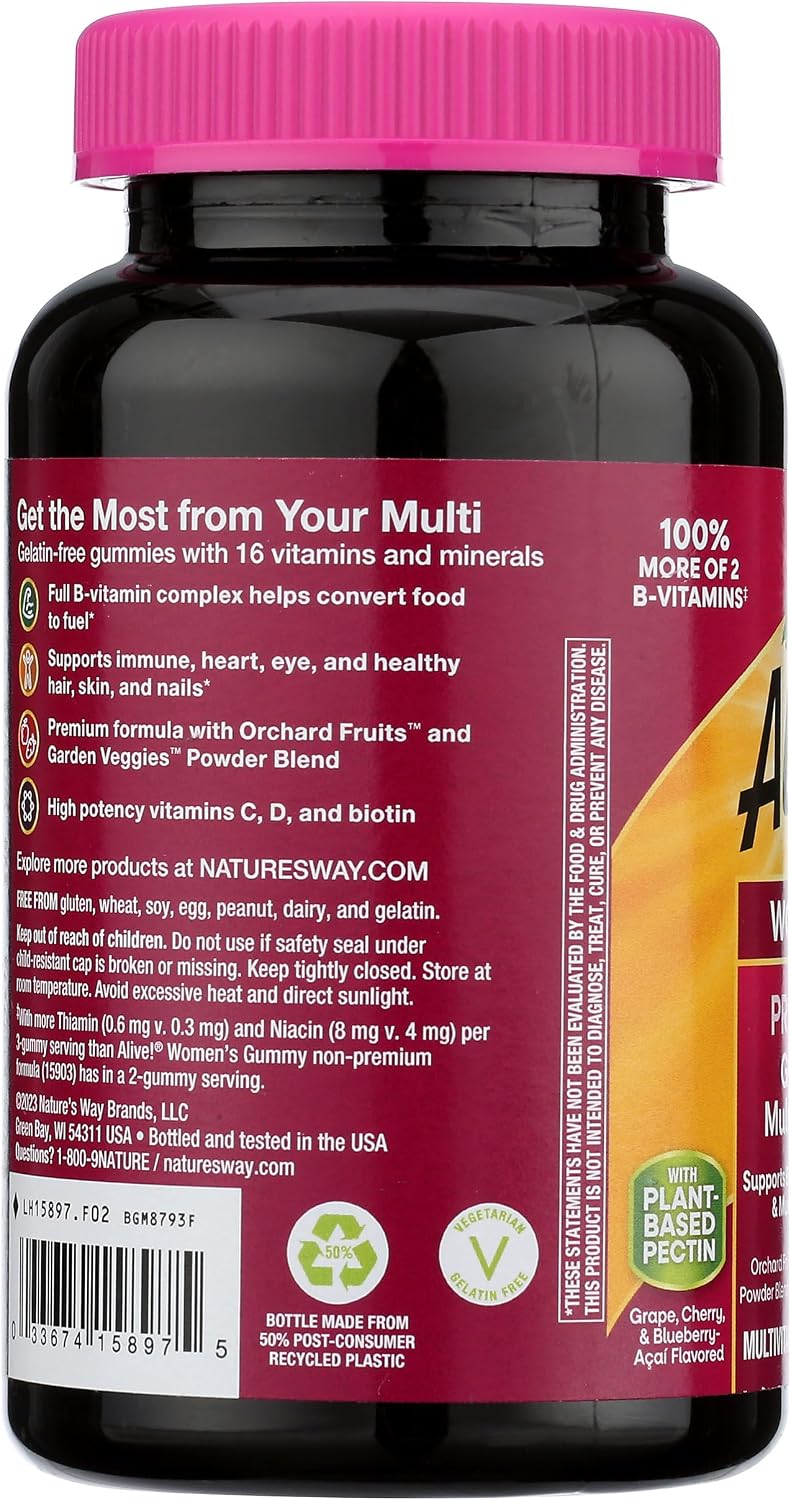 Nature's Way Alive!a Womenas Premium Gummy Multivitamin, Fruit and Veggie Blend, 75 Gummies