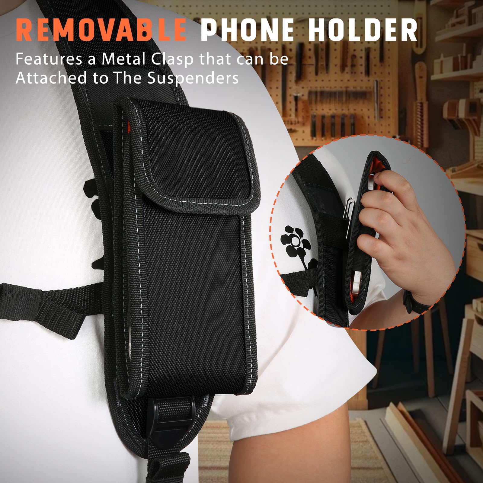 Ceinture porte-outils avec bracelet magnétique et boucle de fixation pour charpentier électricien encadreur