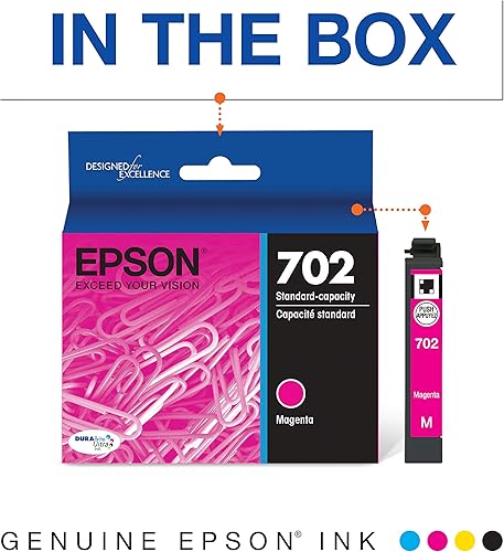 Miniatura 22 de Epson T702XL120 DURABrite cartucho de tinta de capacidad ultra-alta, Negro Negro -,Magenta,Paquete combinado negro y color.,Cian,Amarillo