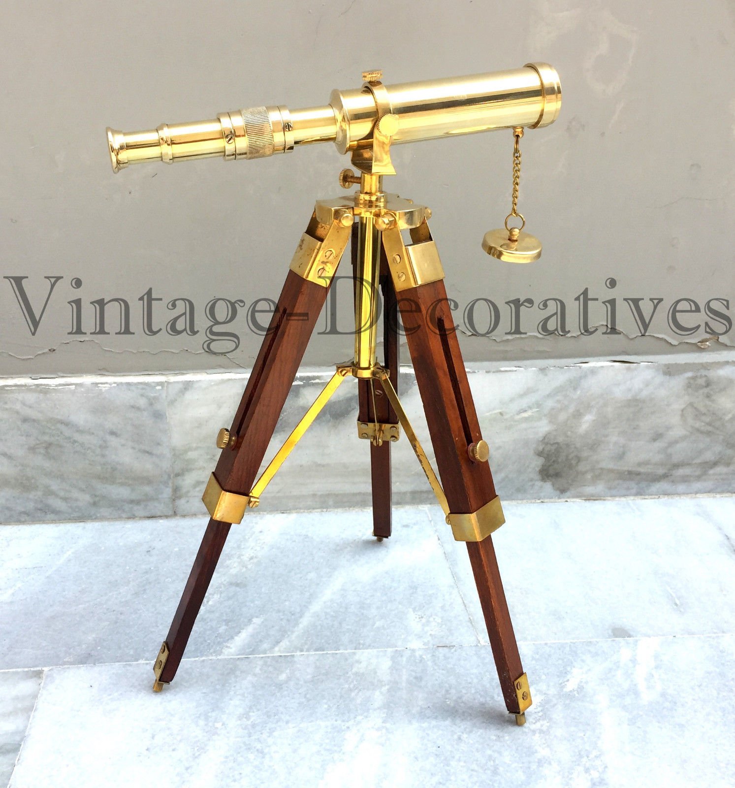 Mahira Nautical Brass Telescope Wooden Tripod Stand Table Top Pirate Working Spyglass Xmas B