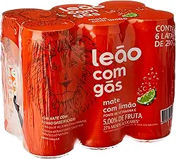 Pack de Matte Leão Limão com Gás Lata 290ml, 6 unidades