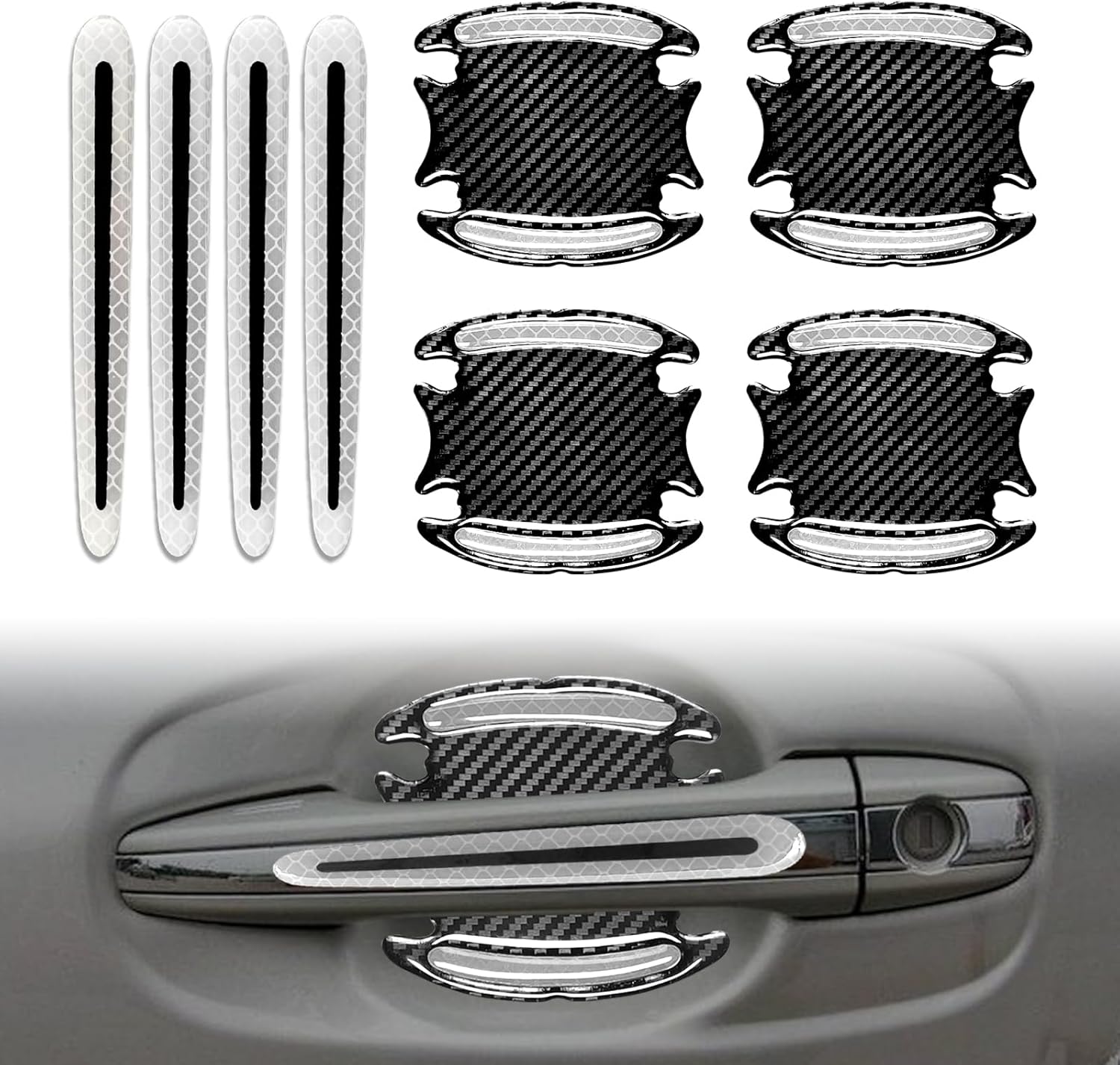 8pcs Car Door Handle Paint Scratch Protector Sticker