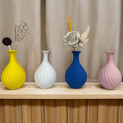 Miniatura 3 de Juego de 4 jarrones pequeños de cerámica, jarrones decorativos para decoración del hogar, florero para decoración moderna de mediados de siglo,