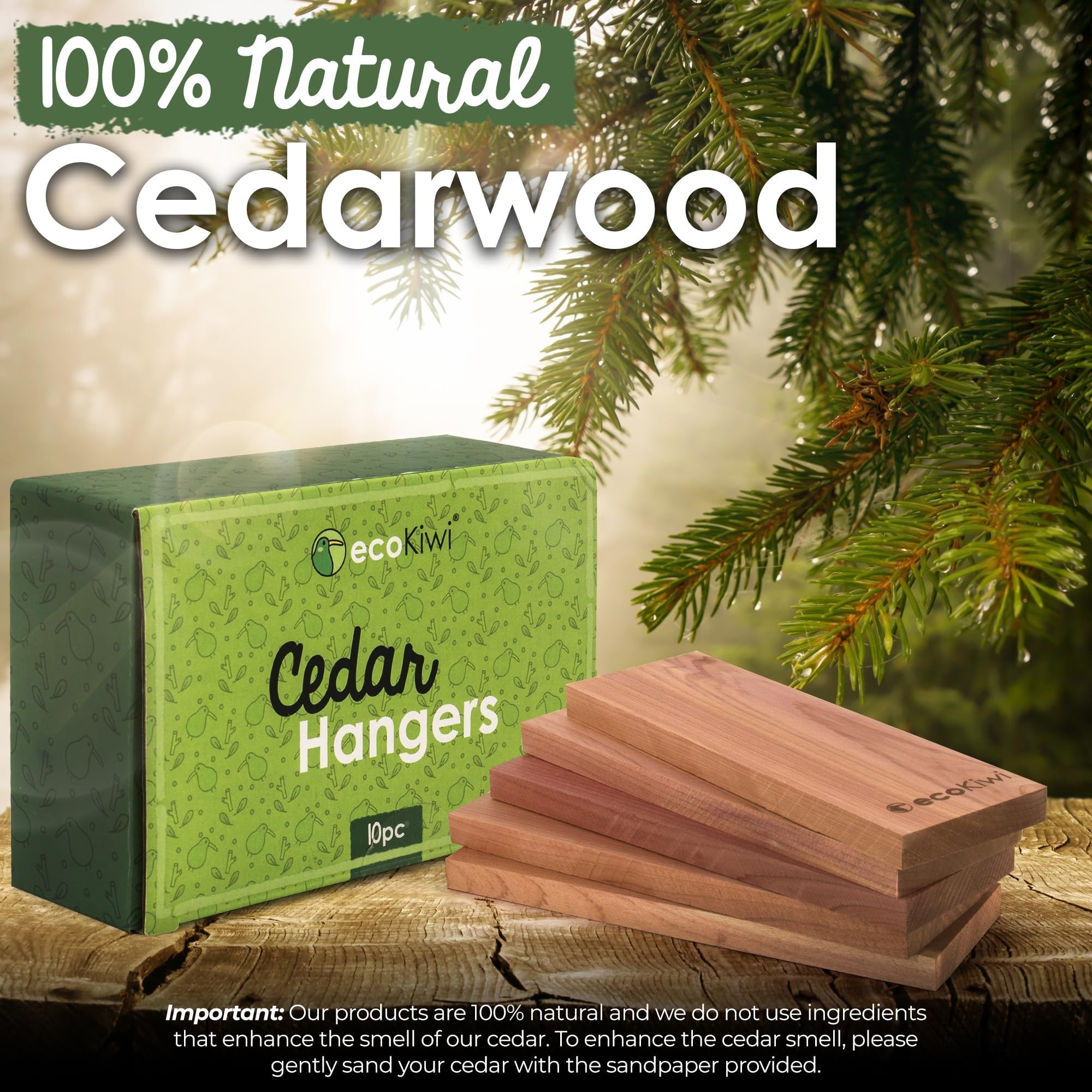 ecoKiwi Anti Mites Textiles pour Vêtements - Paquet 10 Blocs - Antimites Vêtements Puissant au Bois de Cèdre - Répulsifs à Mites de Vêtements Naturel - Protection Longue Durée & Parfum Frais