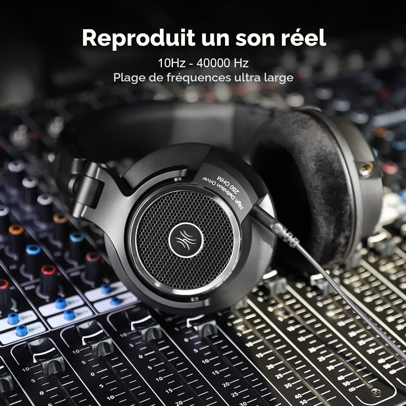 OneOdio Monitor 80 Casque Audio Filaire DJ Studio Monitor avec Circum-Auriculaire Coton d'oreille Protéiné Le Plus épais (Noir)