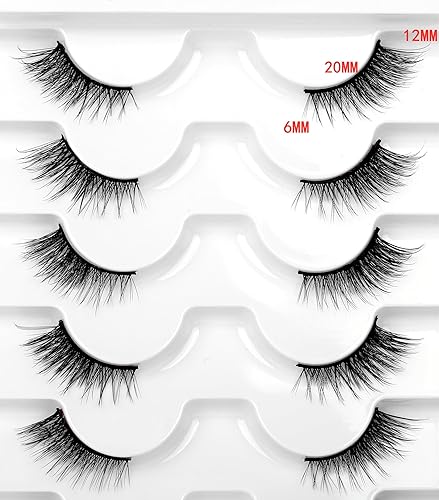 Miniatura 547 de Pooplunch Pestañas postizas de pelo de visón sintético, estilo de ojo de gato, paquete de pestañas postizas naturales esponjosas, paquete múltiple