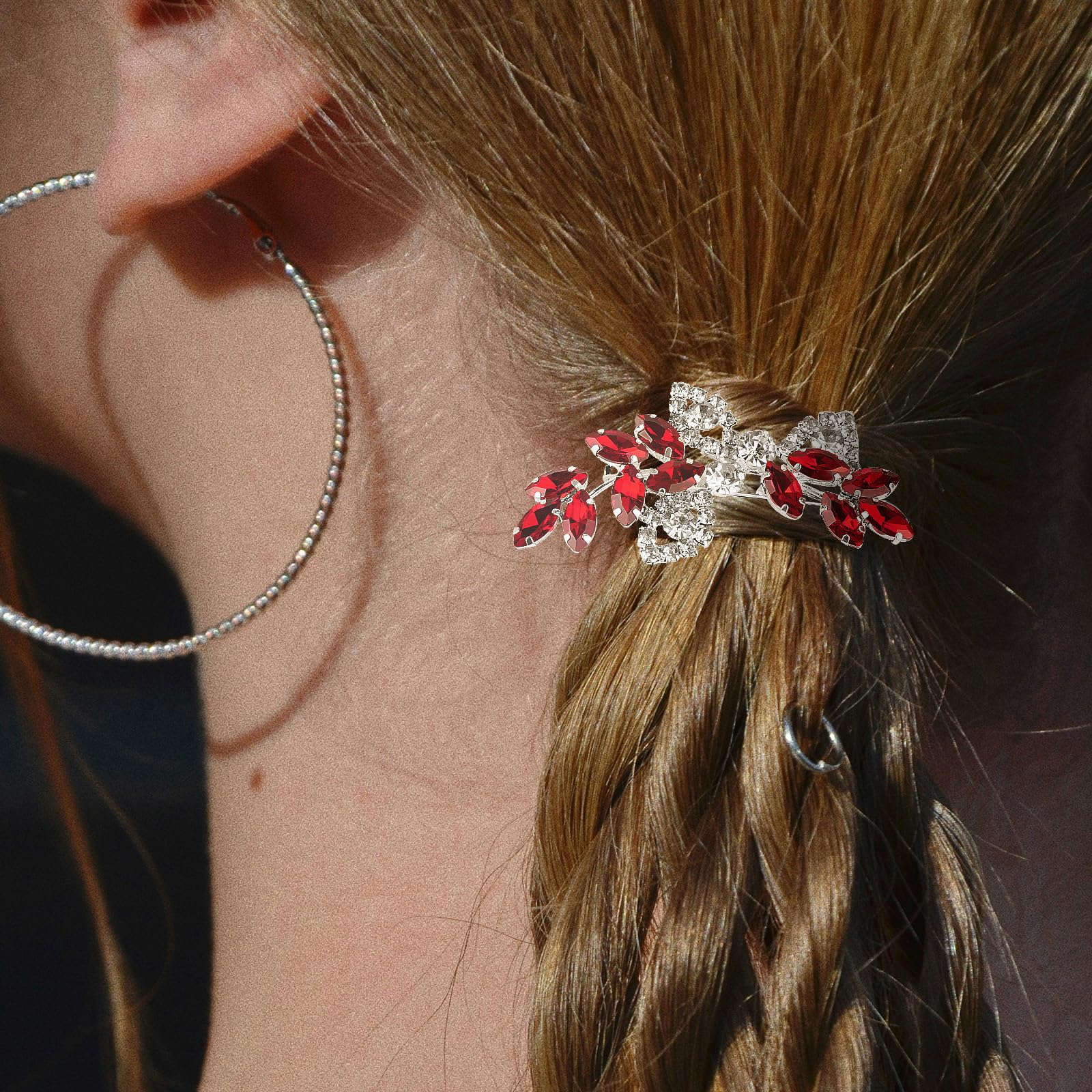 Amazon | TOCCOOL ルビークリスタルヘアピン - 輝くクリスタルが付いた