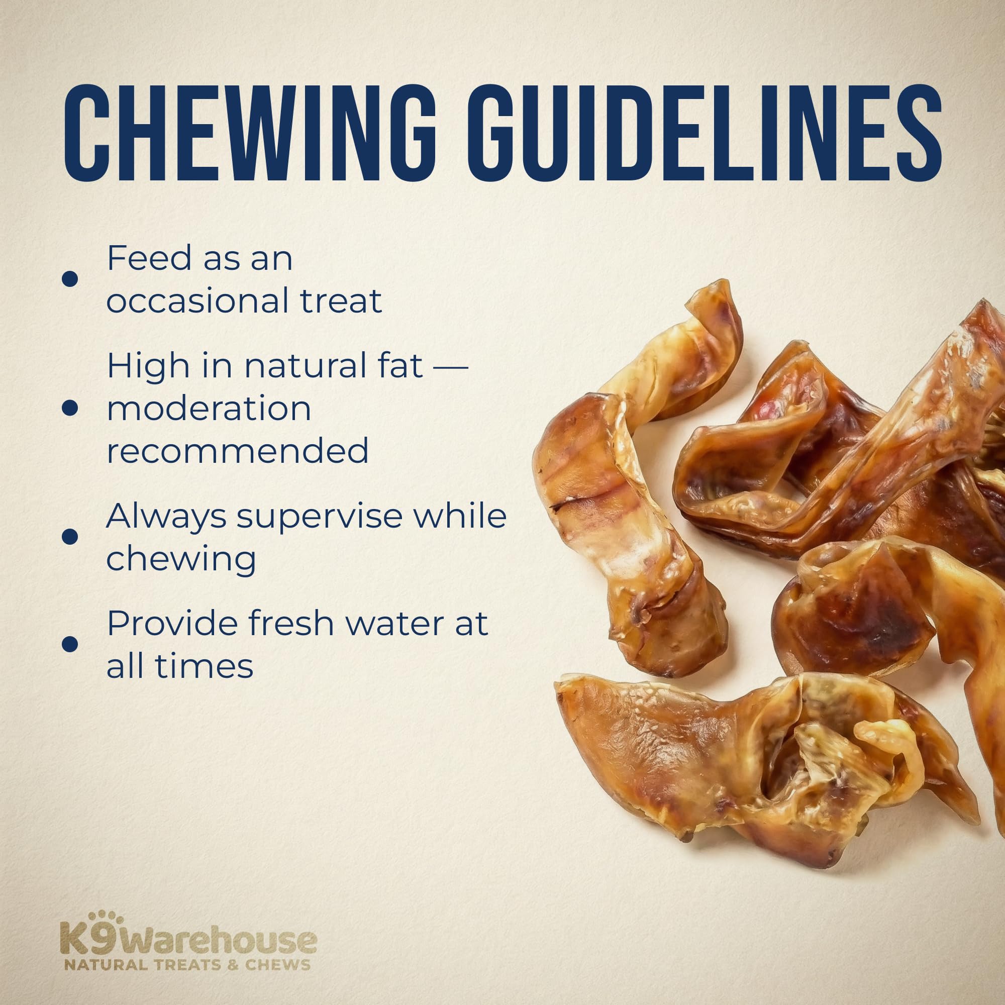 K9warehouse Schweineohren-Streifen, 907 ml, in den USA verpackt, natürliche Massenohren-Silber, Leckerlis aus 100 % reinem Schweinefleisch, Alternative zu Rohleder-Kauartikeln, dick geschnittene
