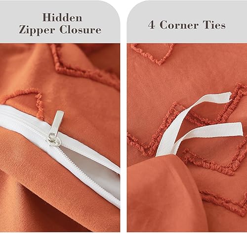 Miniatura 5 de Juego de funda de edredón Boho Emme tamaño individual - 2 piezas bordadas, estilo Shabby Chic, ropa de cama para todas las estaciones, funda de